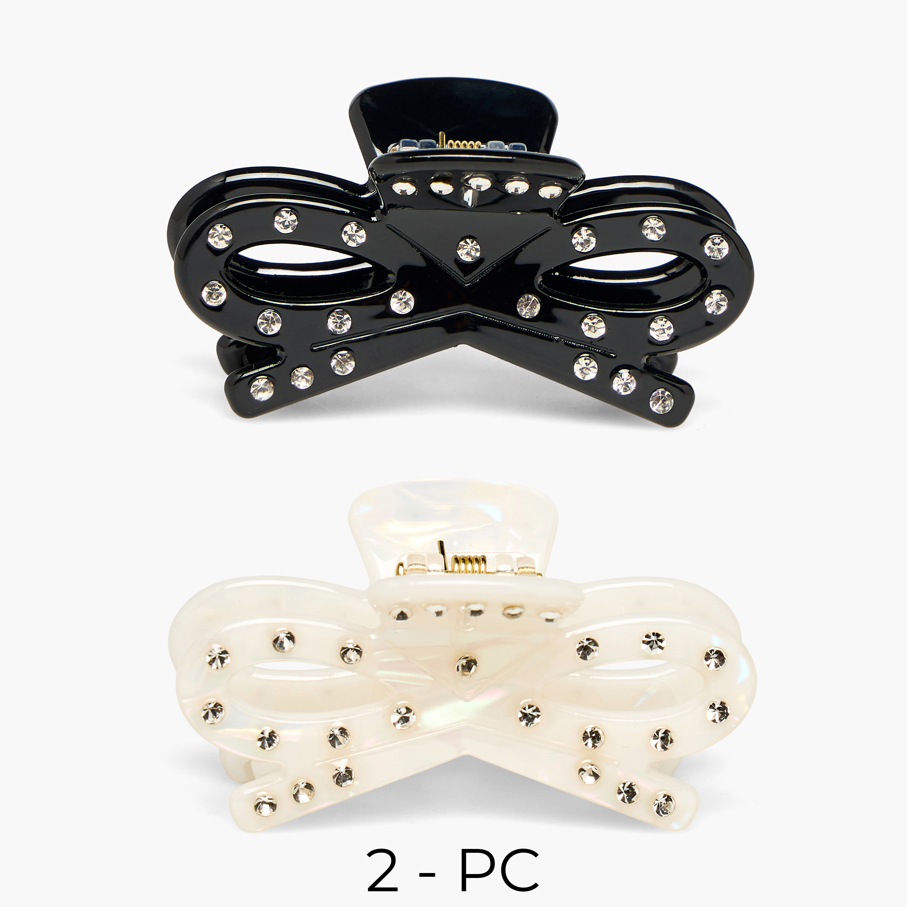 Pack of 2 Bow Hair Clamp with Embellishment-women-hairaccessories-clamps-image-1