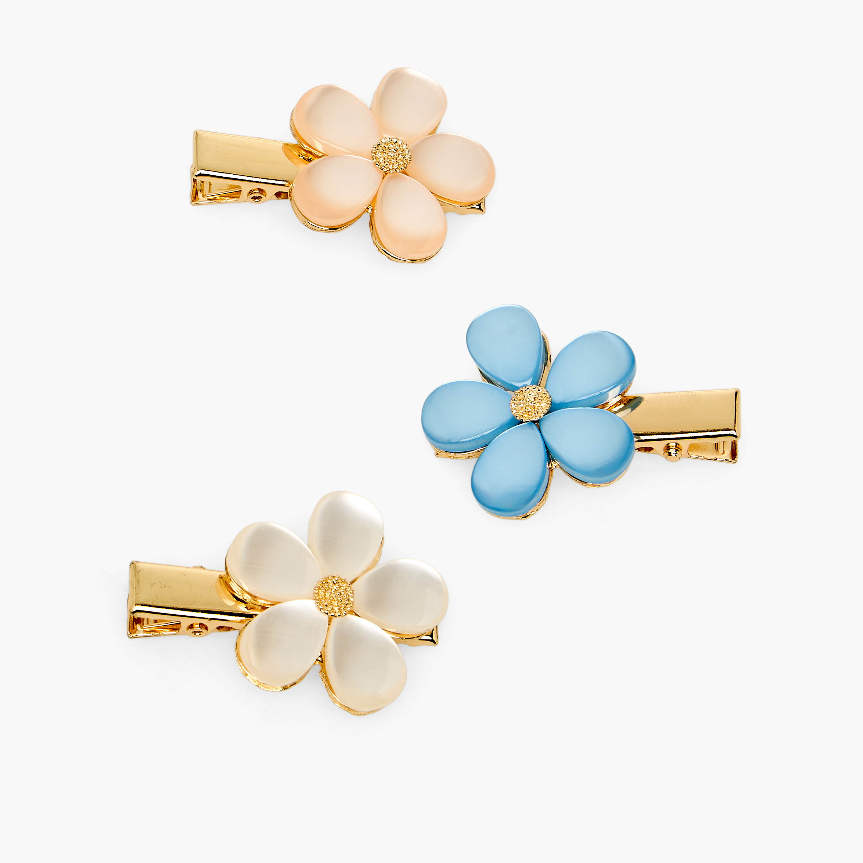 Pack of 3 - Floral Alligator Hair Clip with Stone Embellishment-women-hairaccessories-clips-image-1
