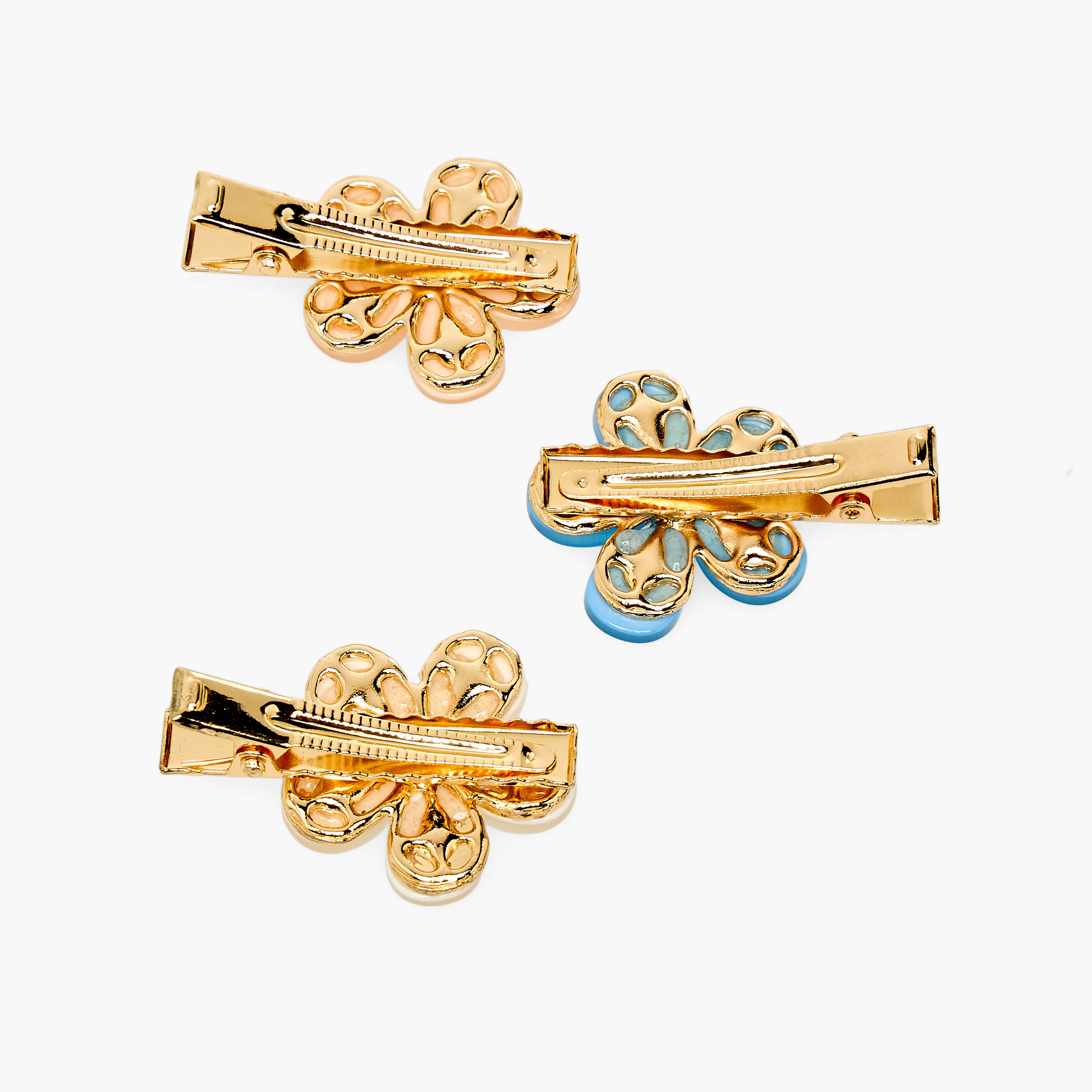 Pack of 3 - Floral Alligator Hair Clip with Stone Embellishment-women-hairaccessories-clips-image-2