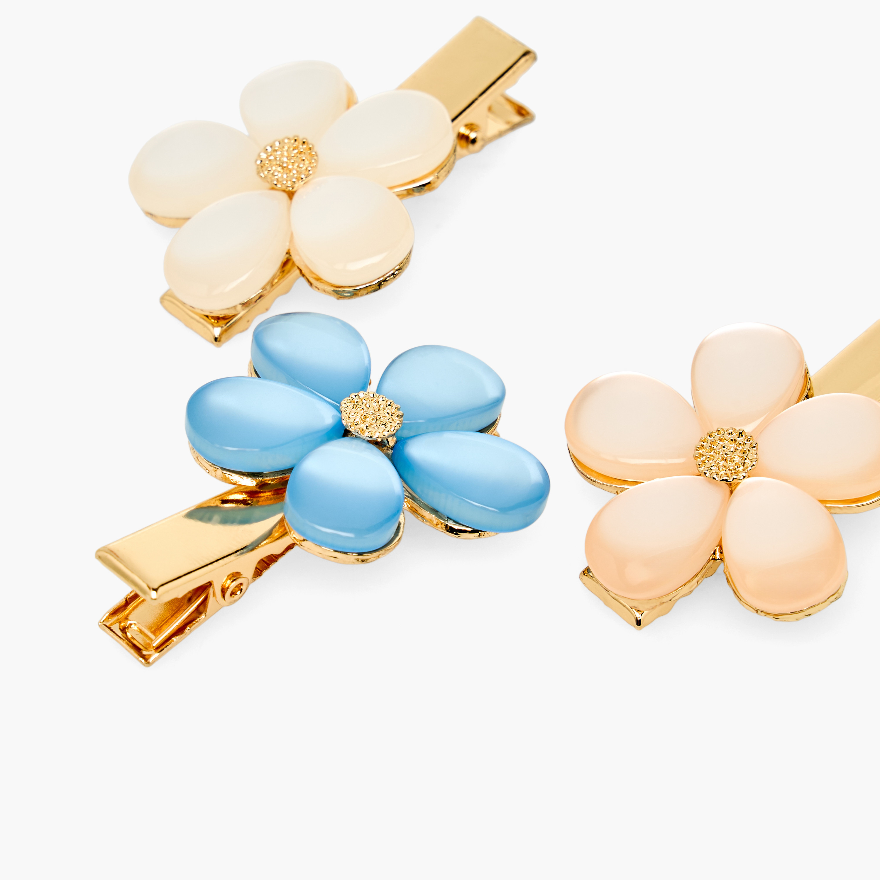 Pack of 3 - Floral Alligator Hair Clip with Stone Embellishment-women-hairaccessories-clips-image-4