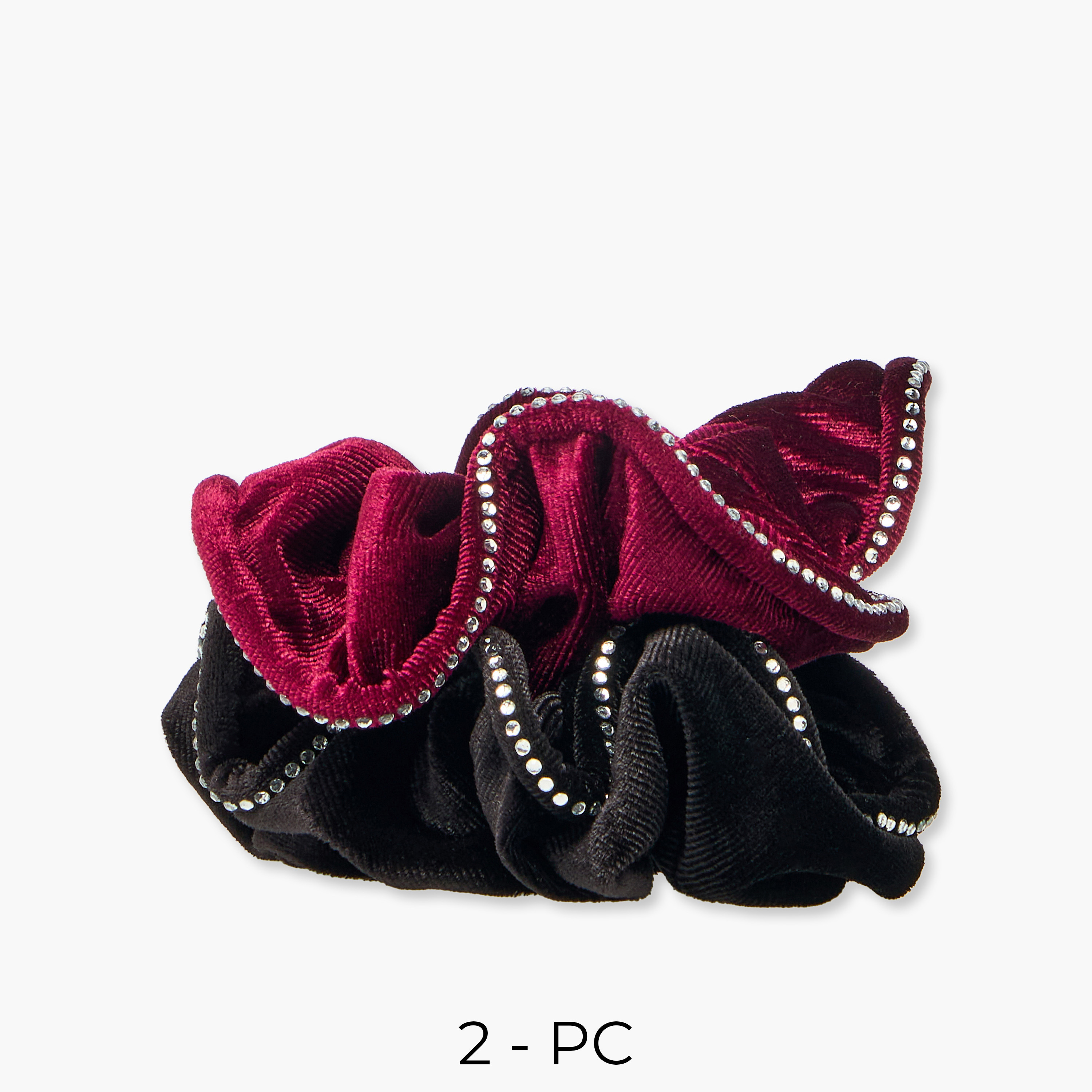 Pack of 2 - Stone Embellished Hair Scrunchie-women-hairaccessories-scrunchies-image-1