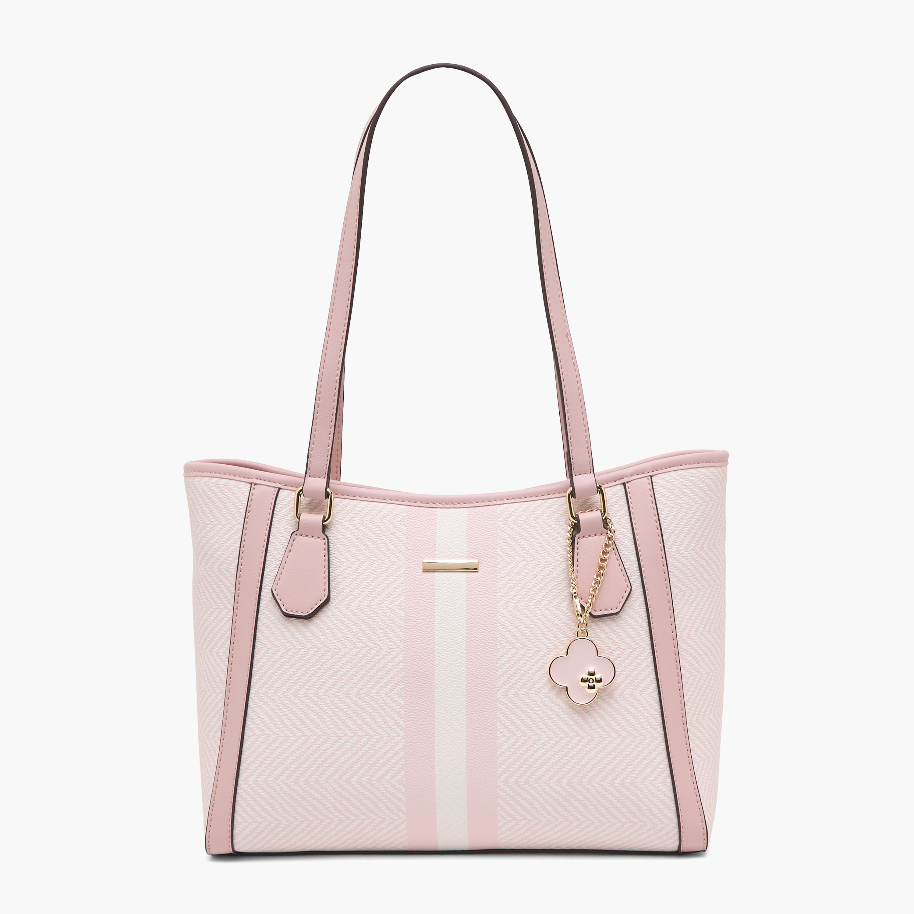 Sasha Chvron Print Tote Bag with Charm-women-bagsandwallets-handbags-image-1
