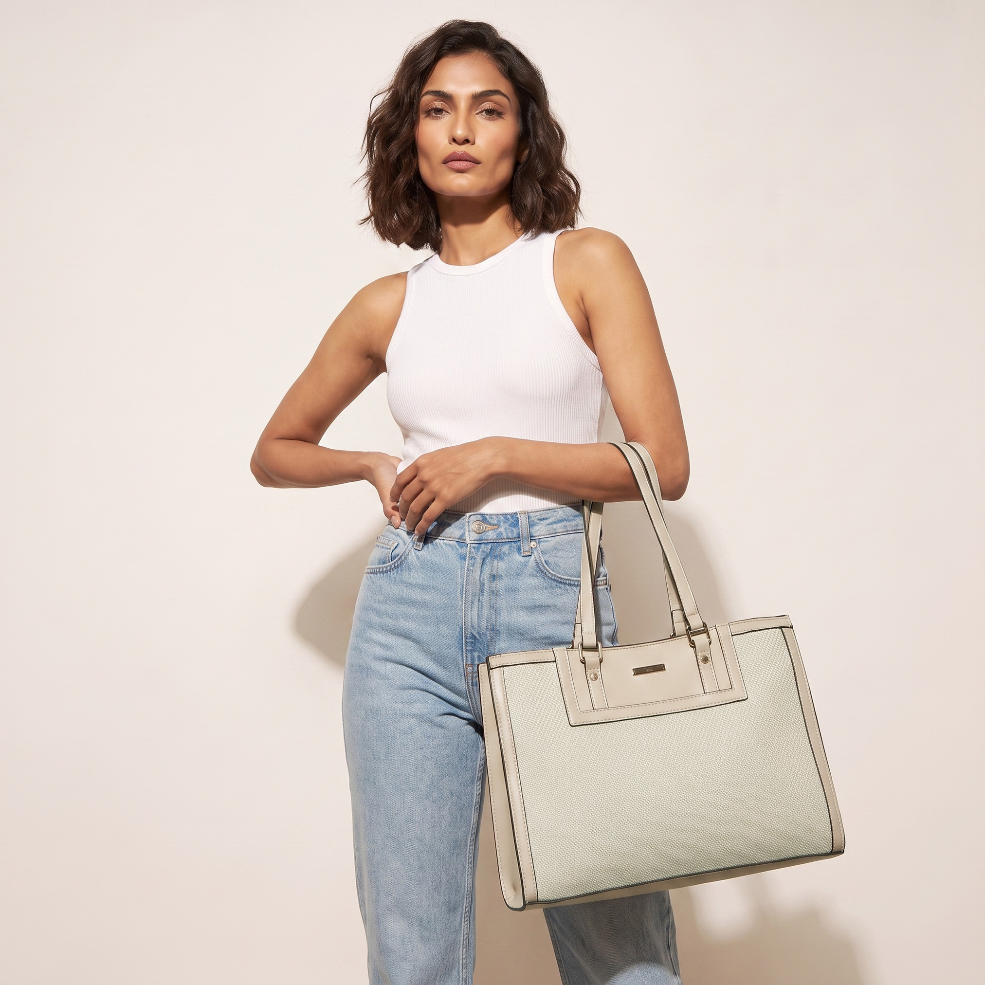 Sasha Textured Tote Bag with Double Handle-women-bagsandwallets-handbags-image-2