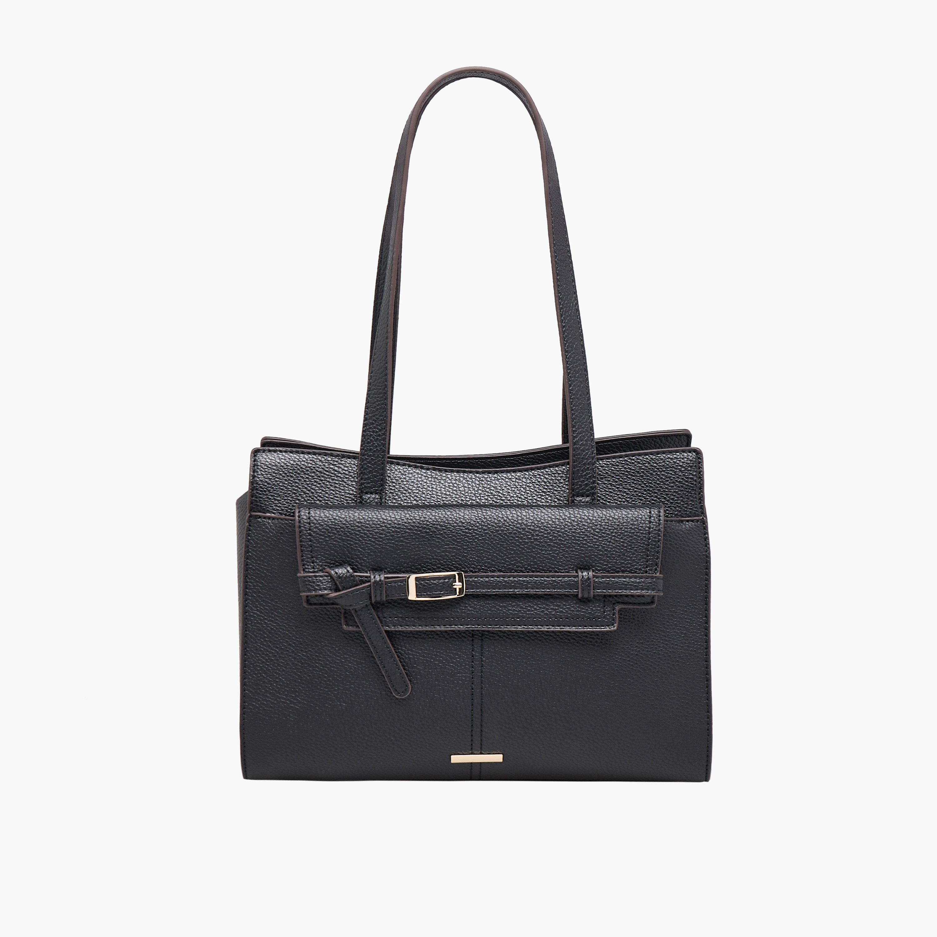 Sasha Textured Tote Bag with Zip Closure-women-bagsandwallets-handbags-image-1