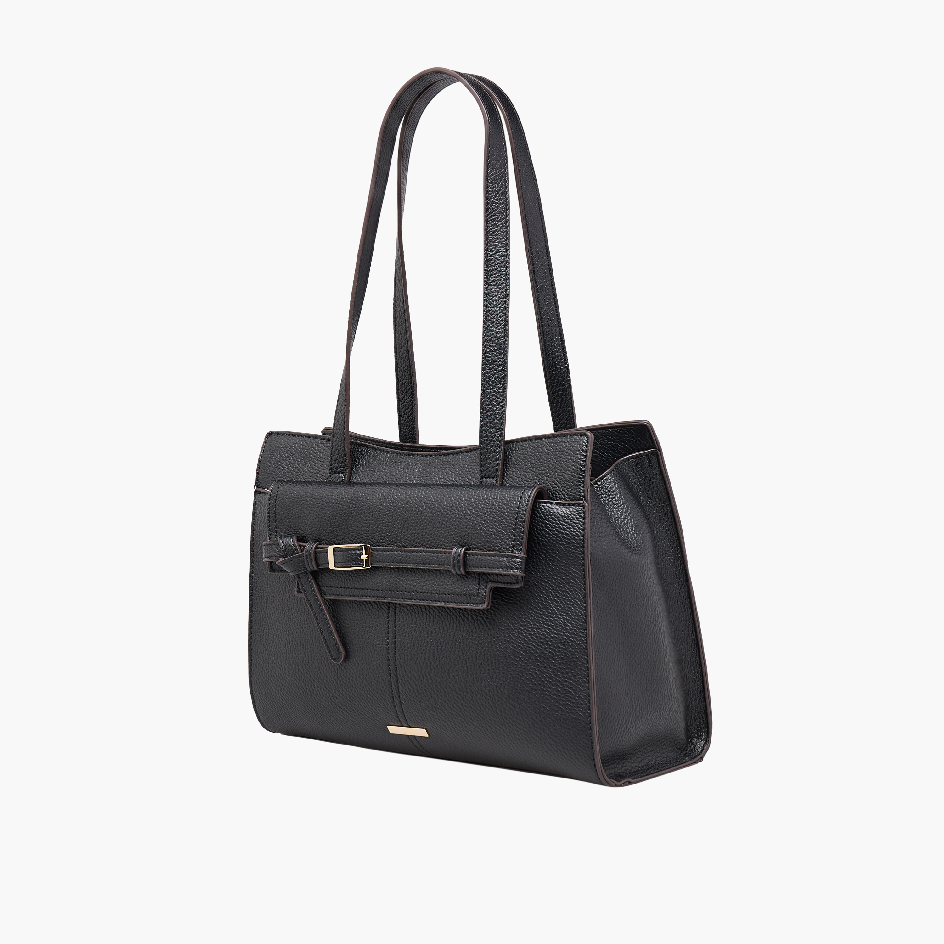 Sasha Textured Tote Bag with Zip Closure-women-bagsandwallets-handbags-image-3