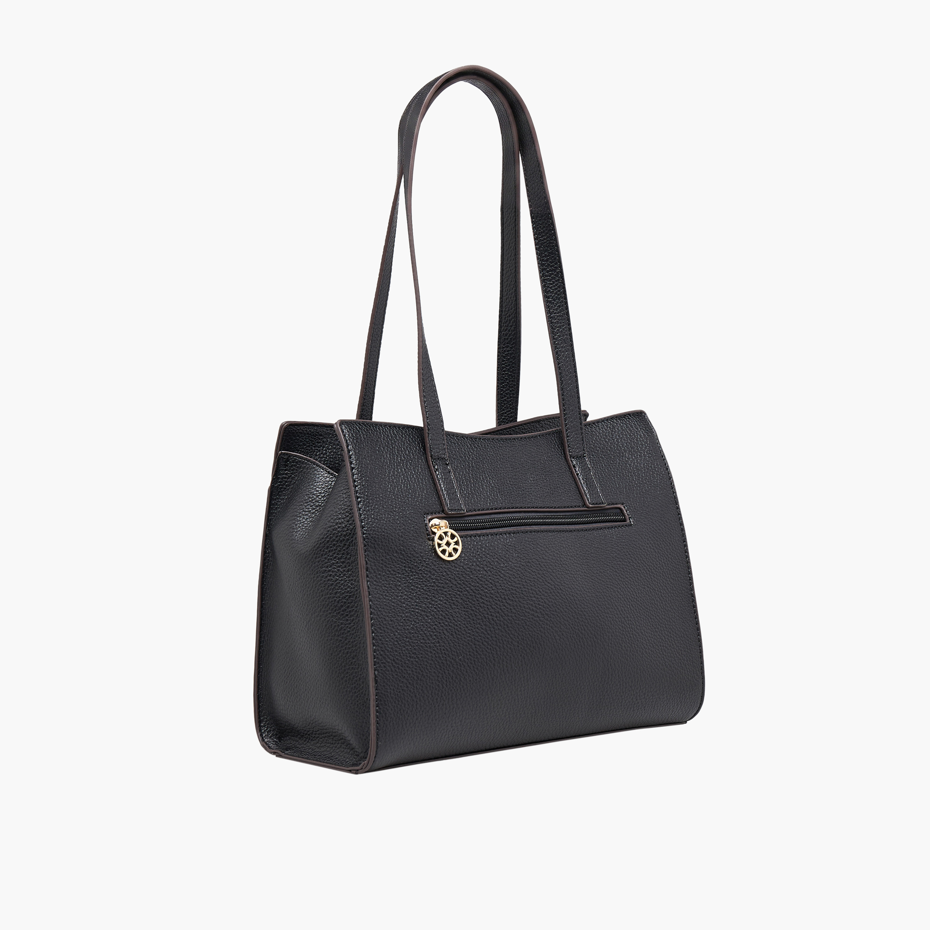 Sasha Textured Tote Bag with Zip Closure-women-bagsandwallets-handbags-image-4