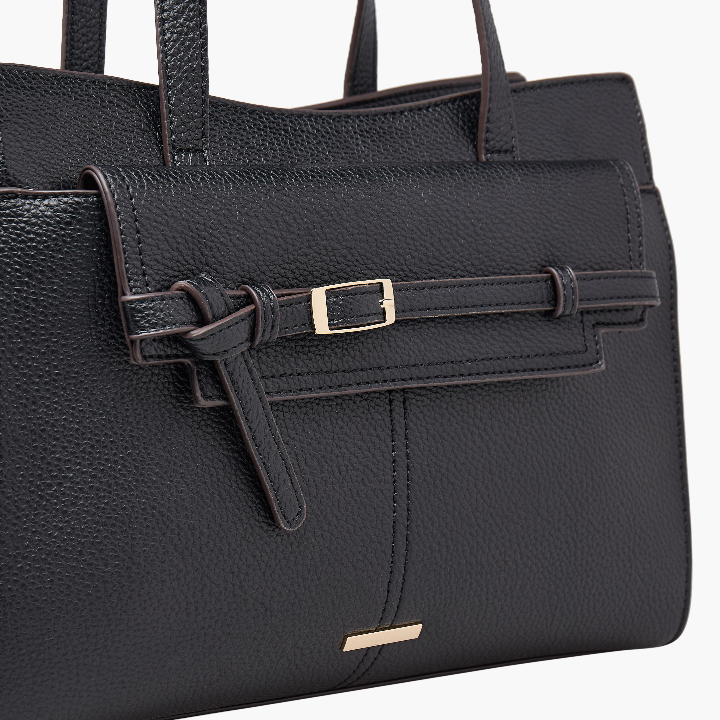 Sasha Textured Tote Bag with Zip Closure-women-bagsandwallets-handbags-image-5
