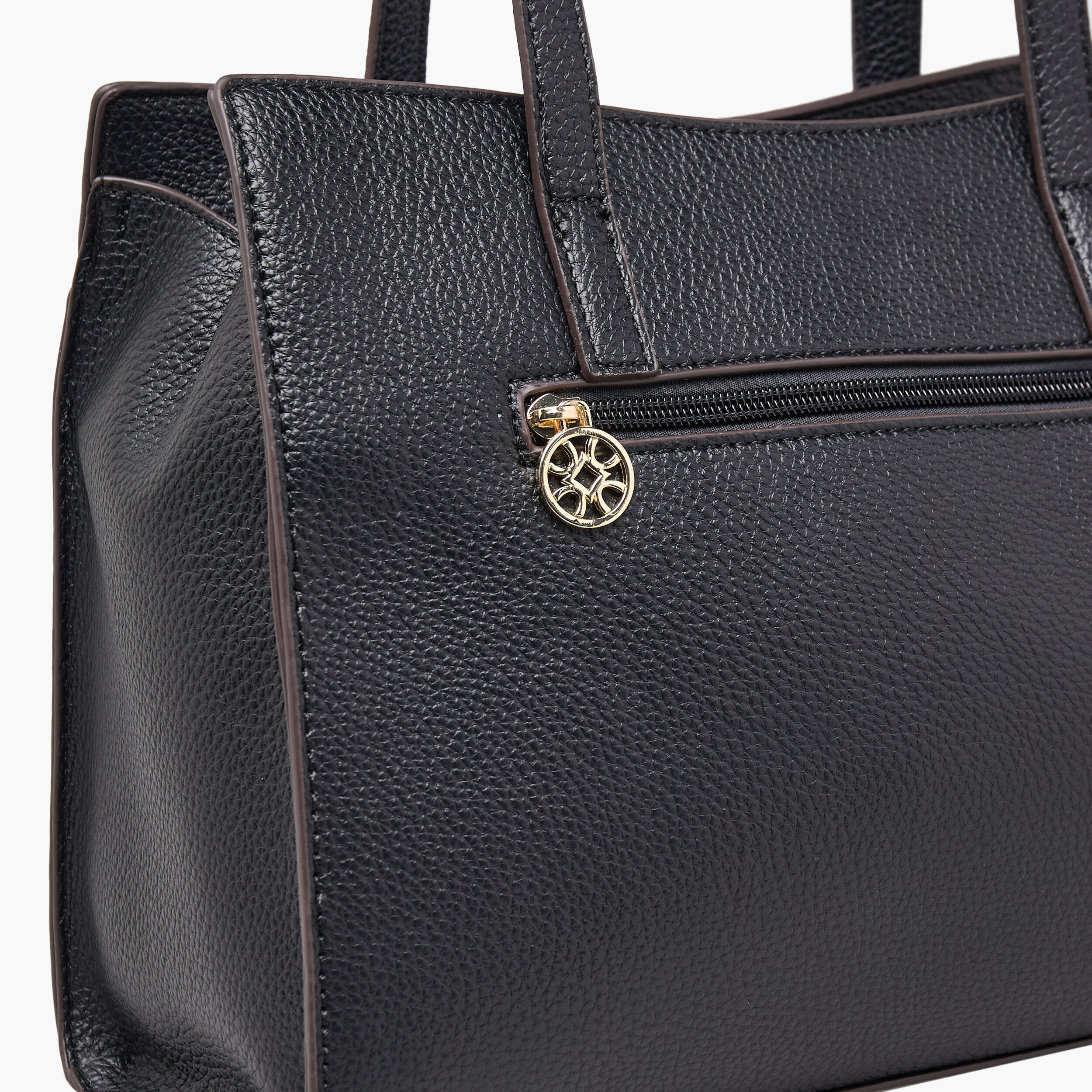 Sasha Textured Tote Bag with Zip Closure-women-bagsandwallets-handbags-image-6