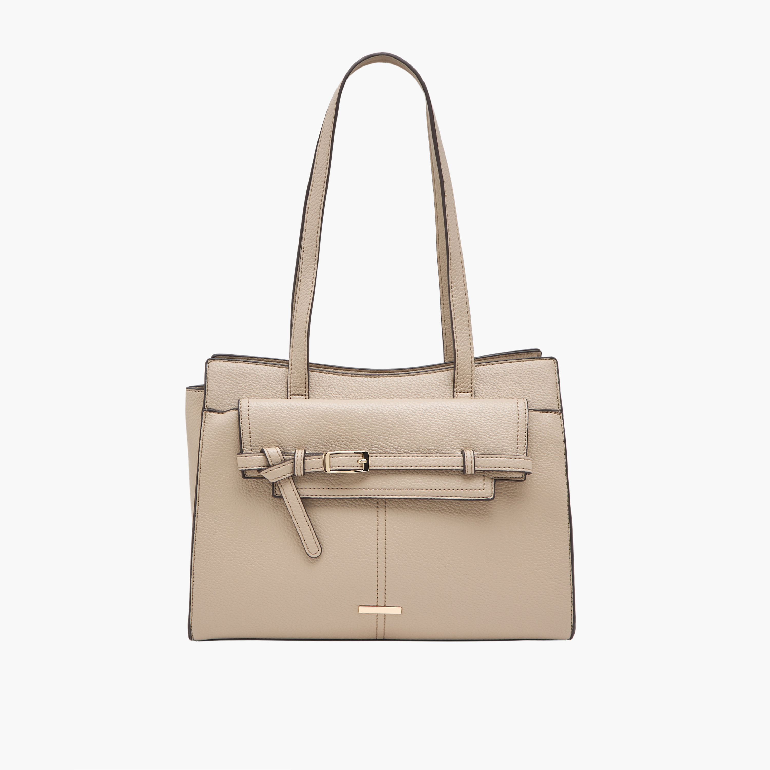 Sasha Textured Tote Bag with Zip Closure-women-bagsandwallets-handbags-image-1
