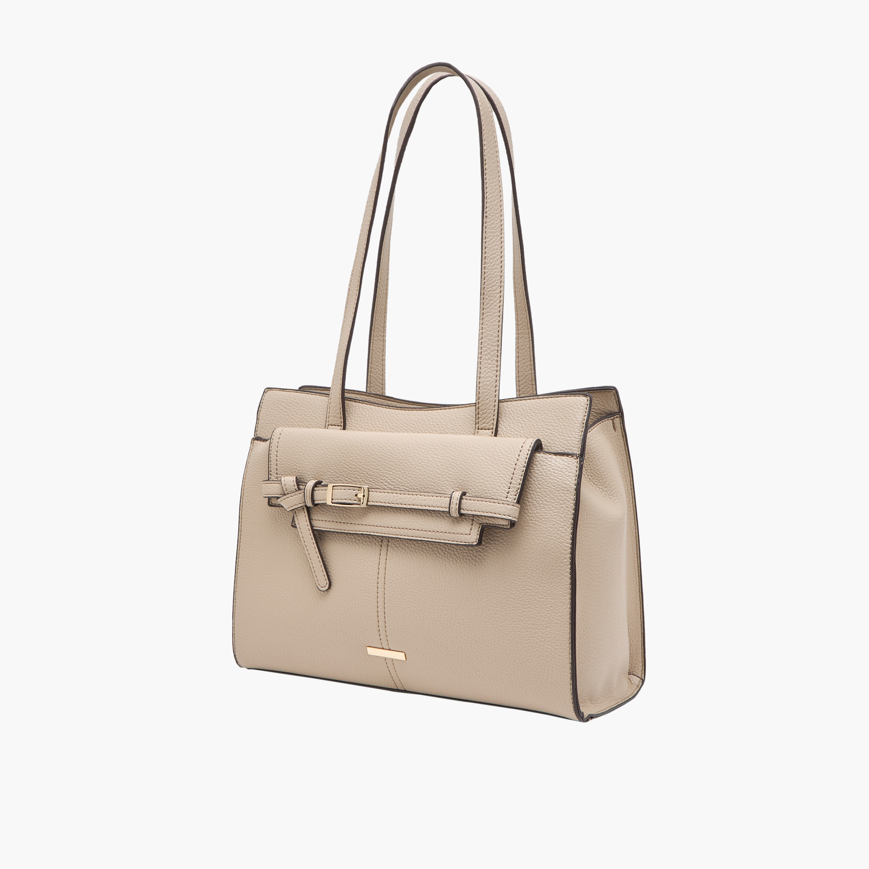 Sasha Textured Tote Bag with Zip Closure-women-bagsandwallets-handbags-image-2
