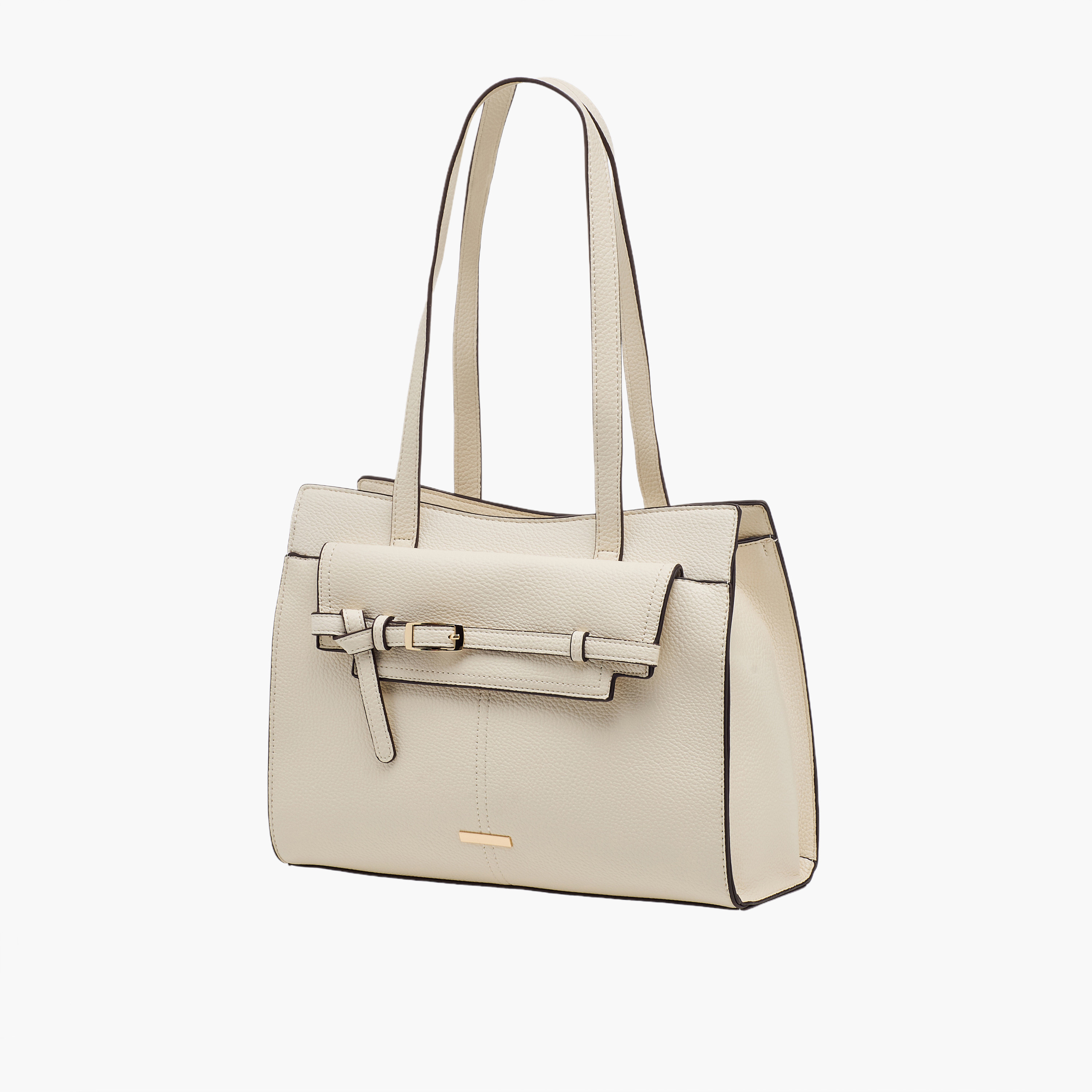 Sasha Textured Tote Bag with Zip Closure-women-bagsandwallets-handbags-image-2