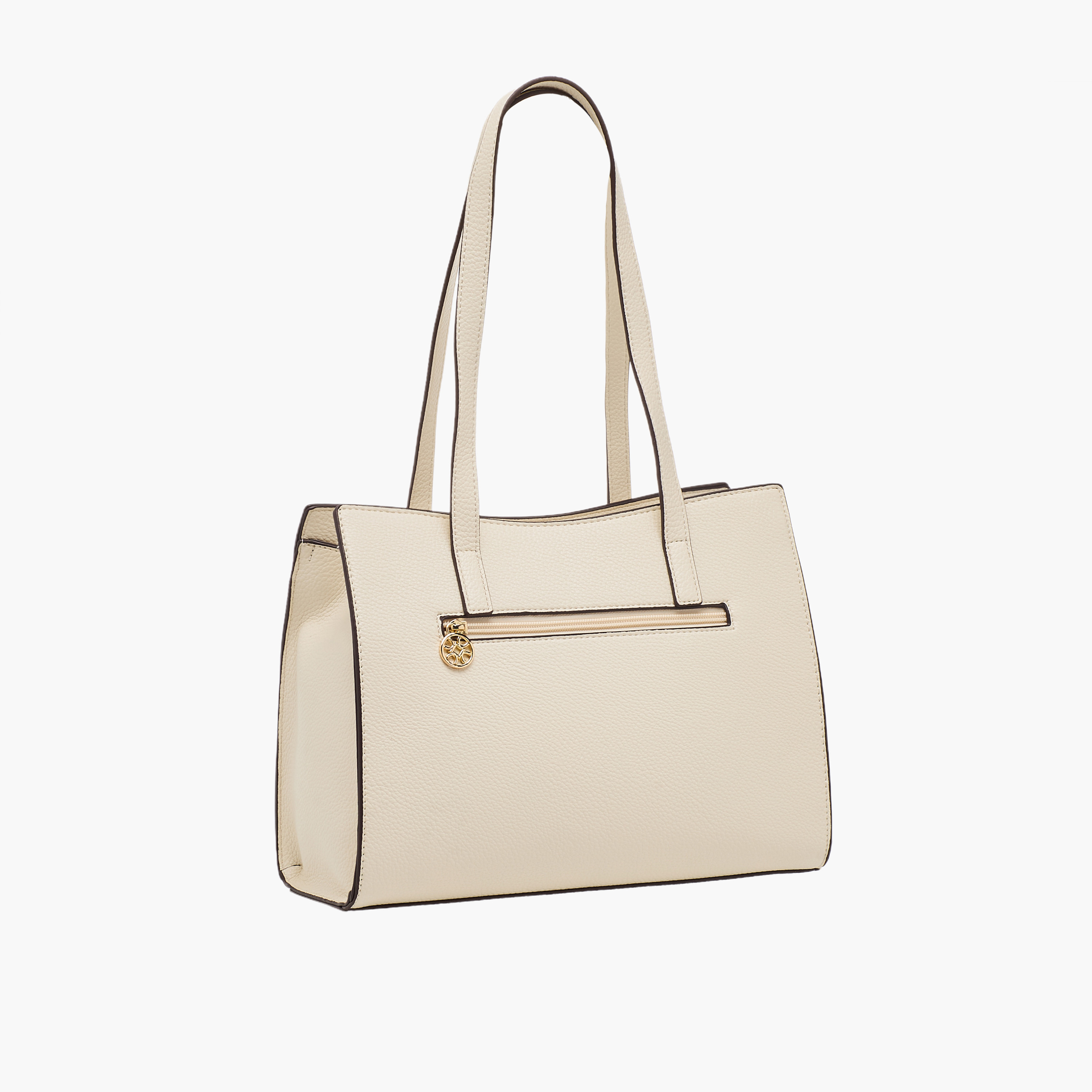 Sasha Textured Tote Bag with Zip Closure-women-bagsandwallets-handbags-image-3