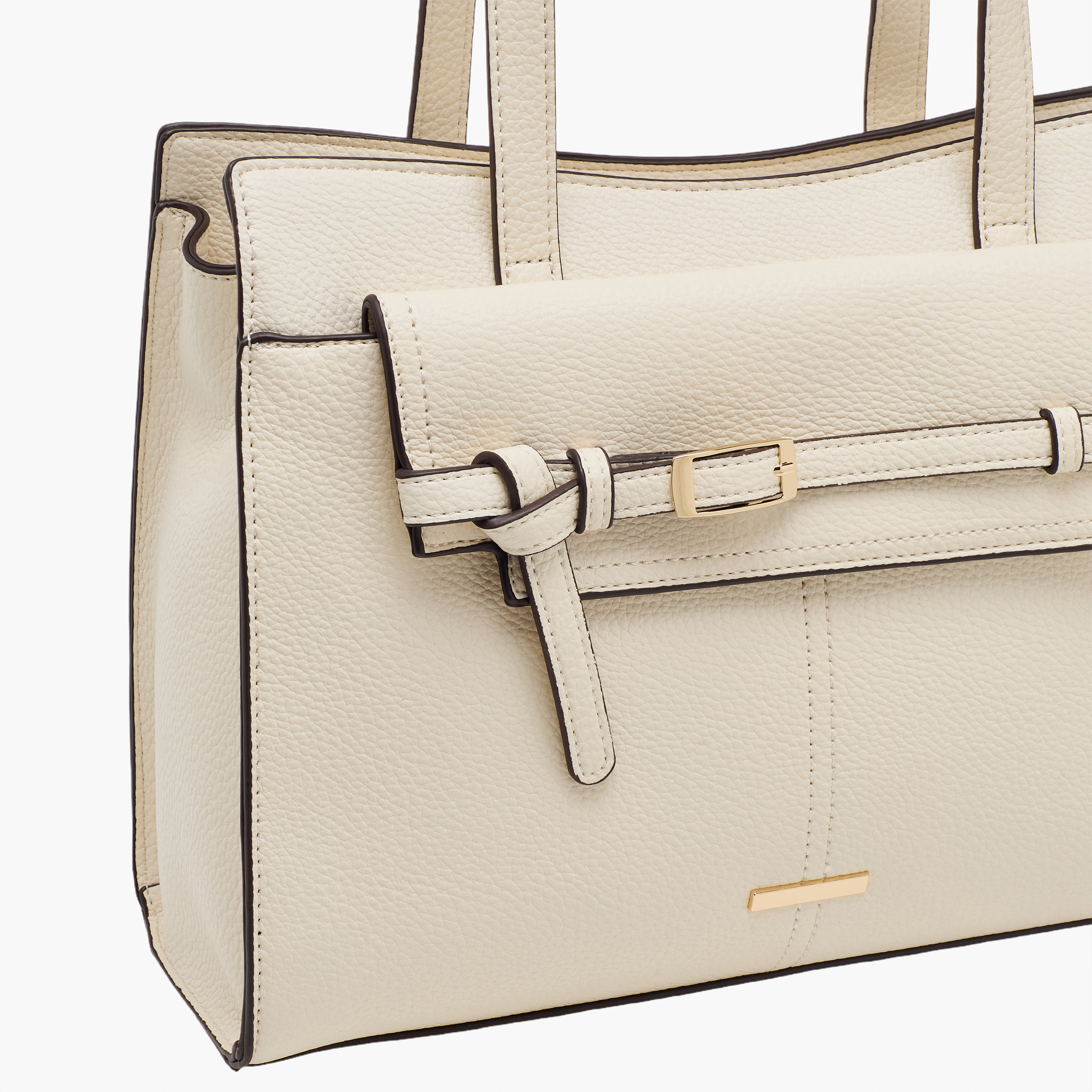Sasha Textured Tote Bag with Zip Closure-women-bagsandwallets-handbags-image-4