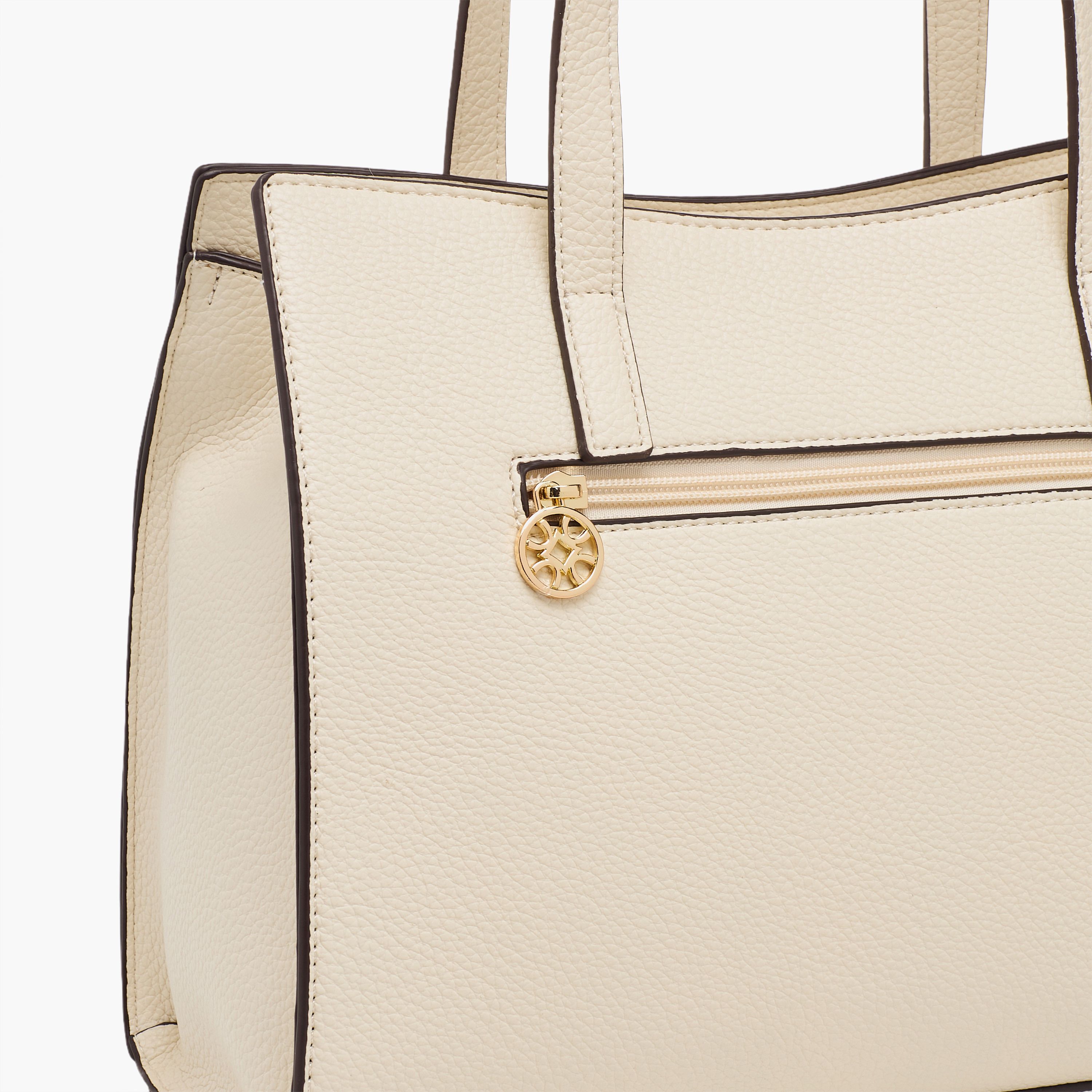 Sasha Textured Tote Bag with Zip Closure-women-bagsandwallets-handbags-image-5