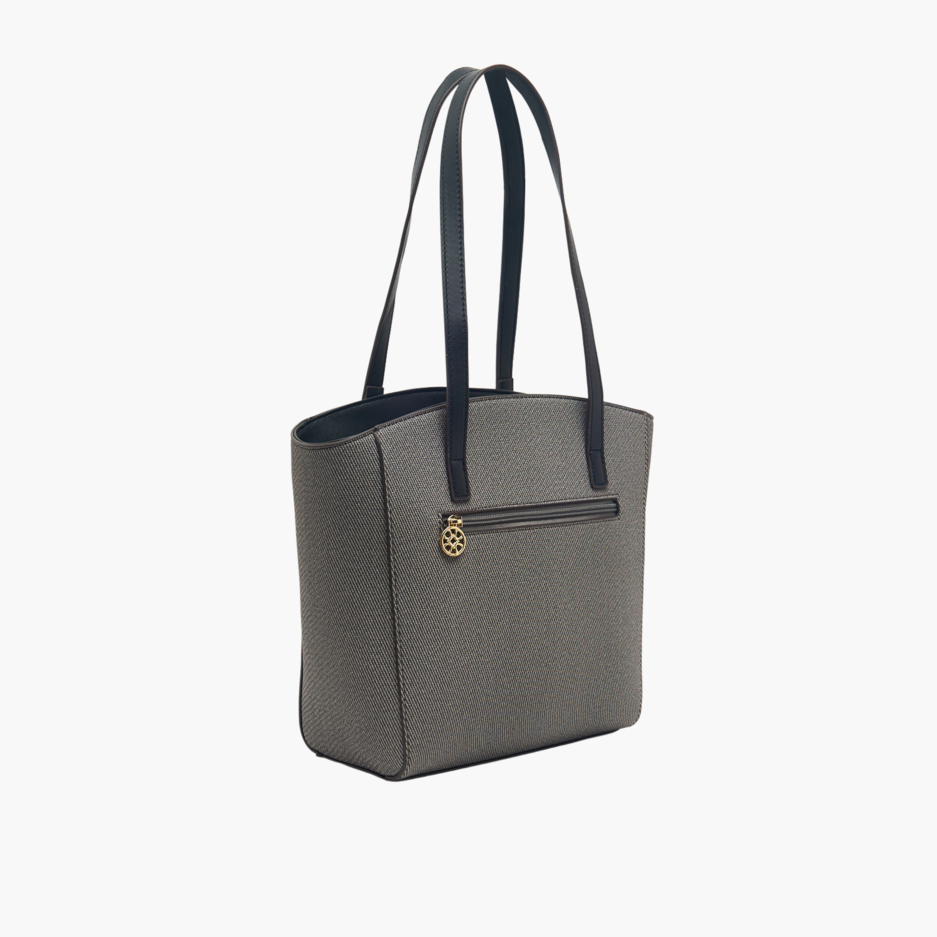 Sasha Textured Tote Bag with Zip Closure-women-bagsandwallets-handbags-image-5