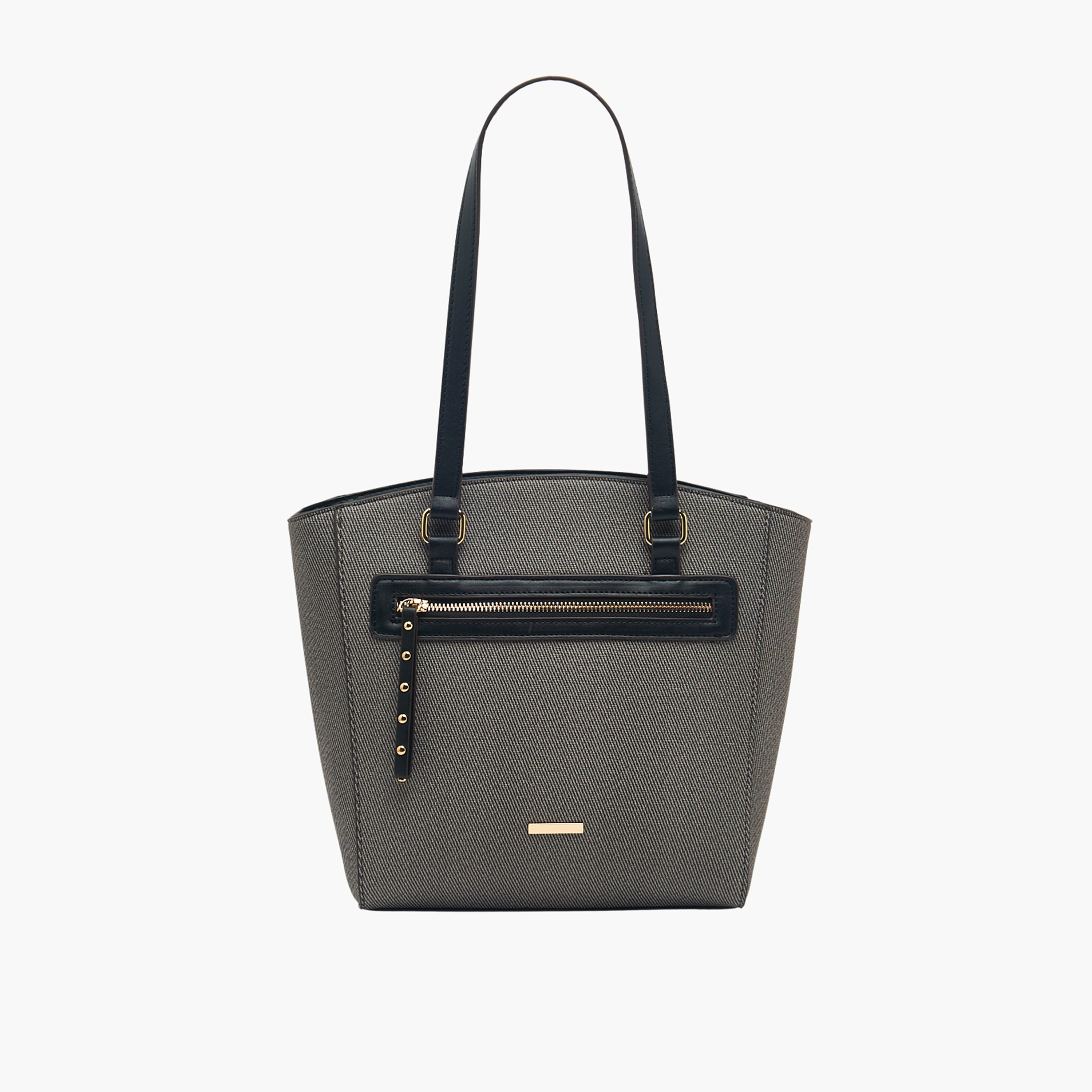 Sasha Textured Tote Bag with Zip Closure-women-bagsandwallets-handbags-image-9
