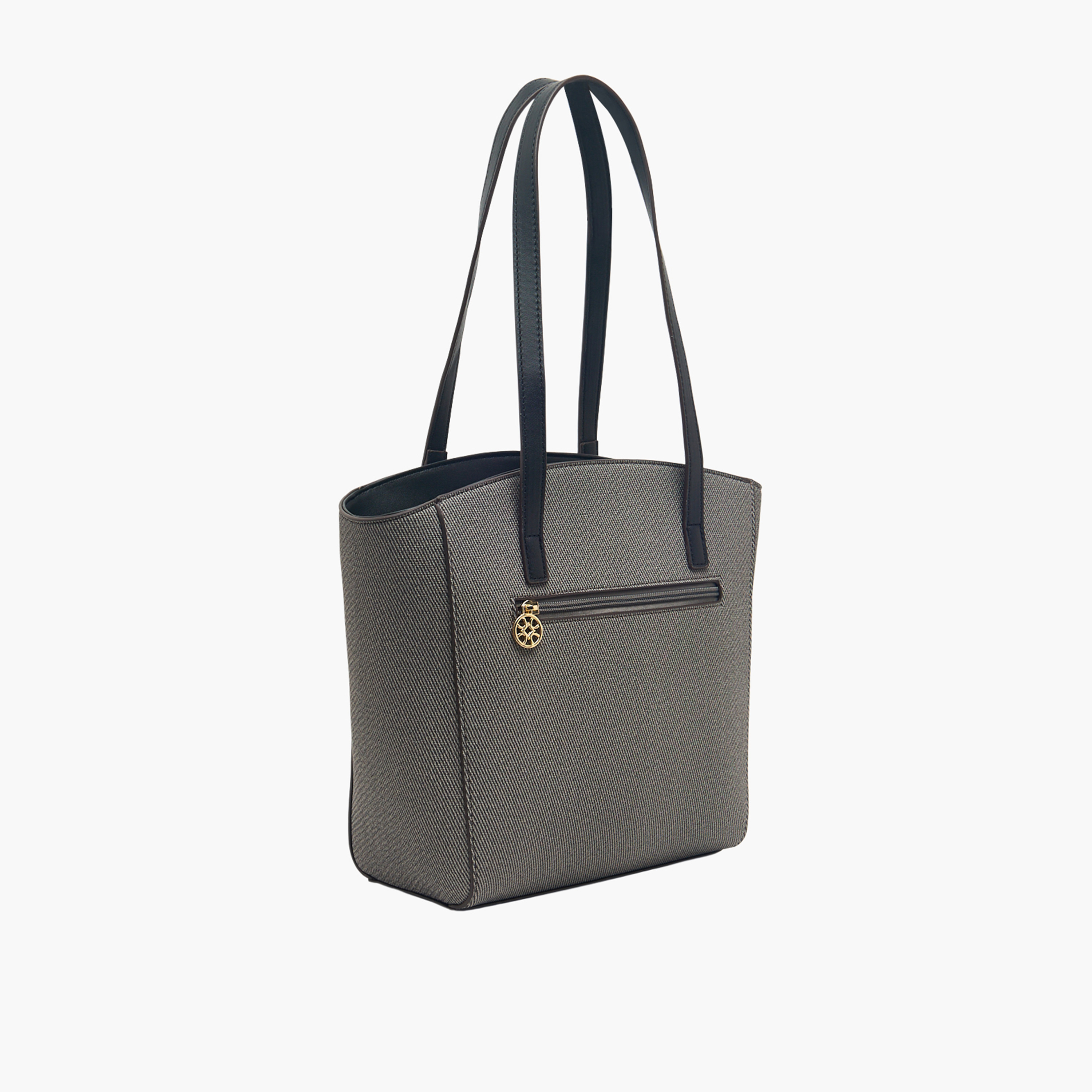Sasha Textured Tote Bag with Zip Closure-women-bagsandwallets-handbags-image-4