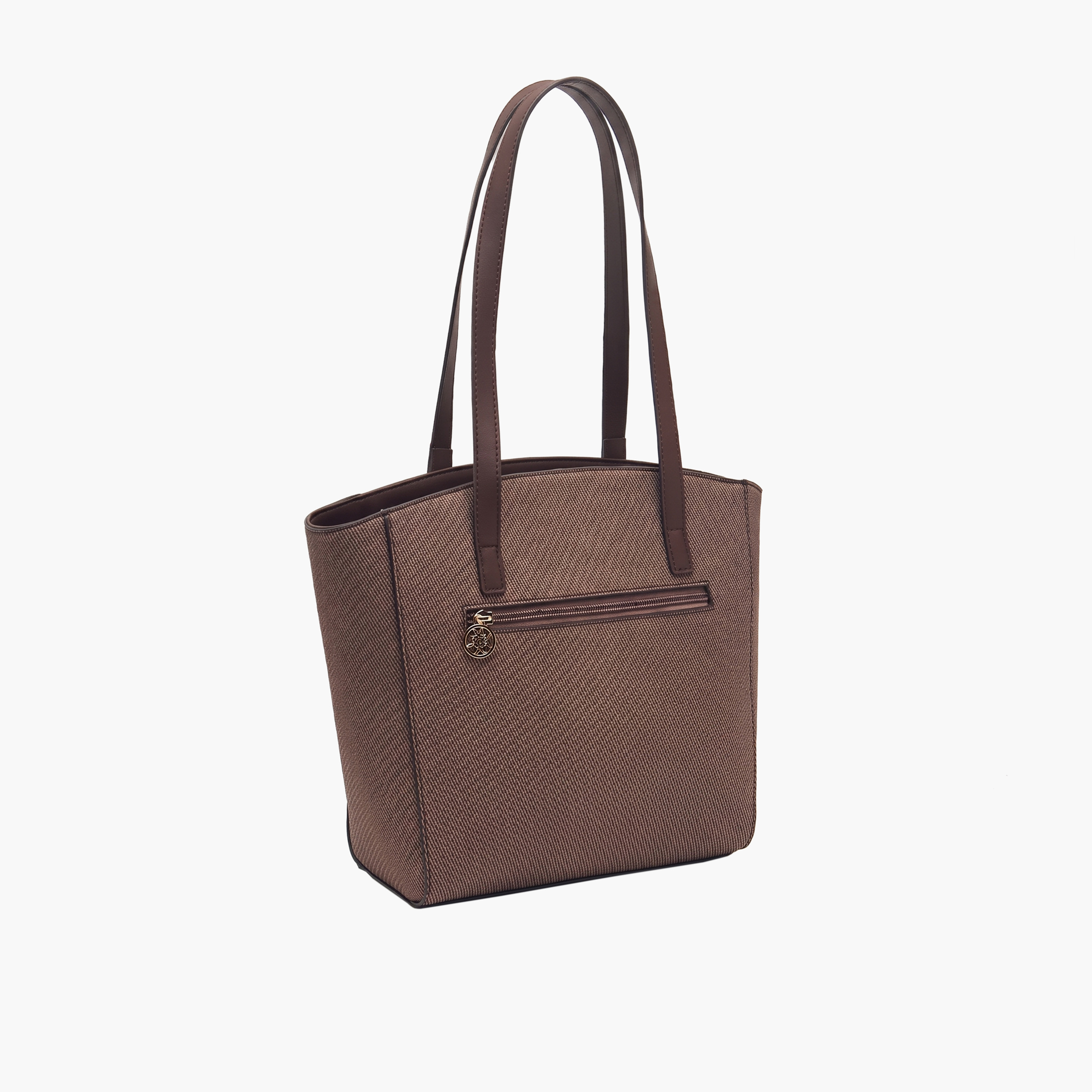 Sasha Textured Tote Bag with Zip Closure-women-bagsandwallets-handbags-image-4