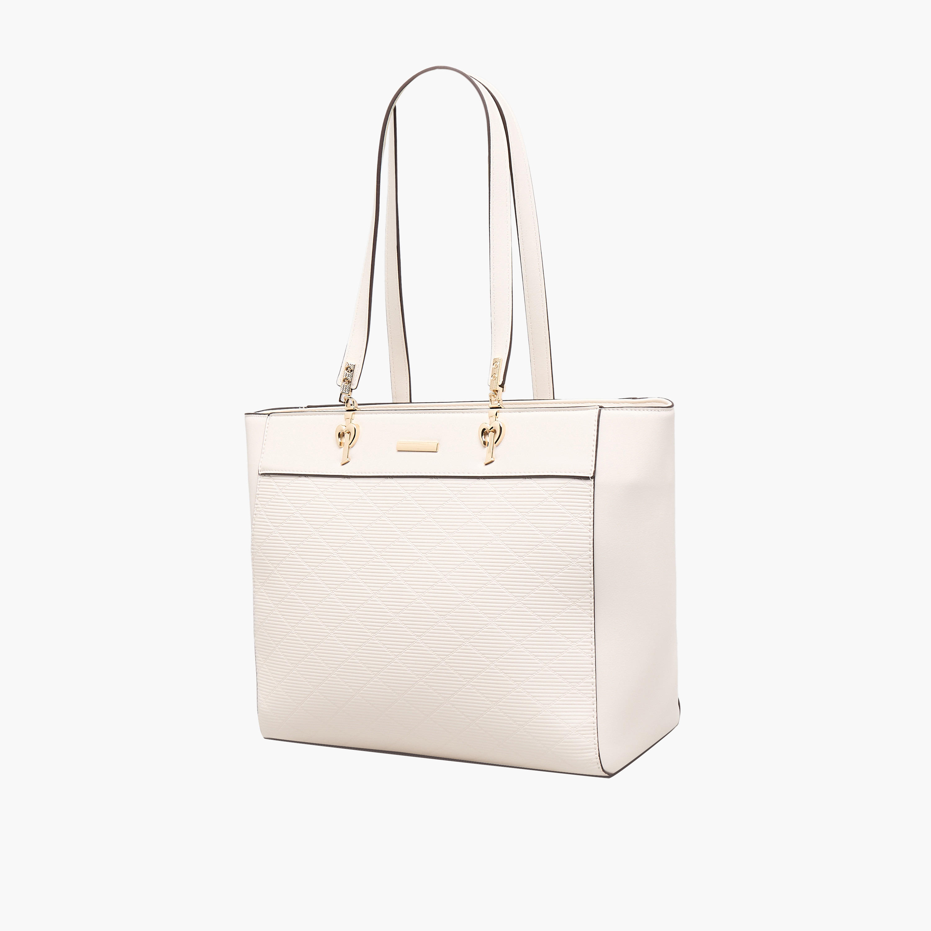 Sasha Textured Tote Bag with Zip Closure-women-bagsandwallets-handbags-image-3