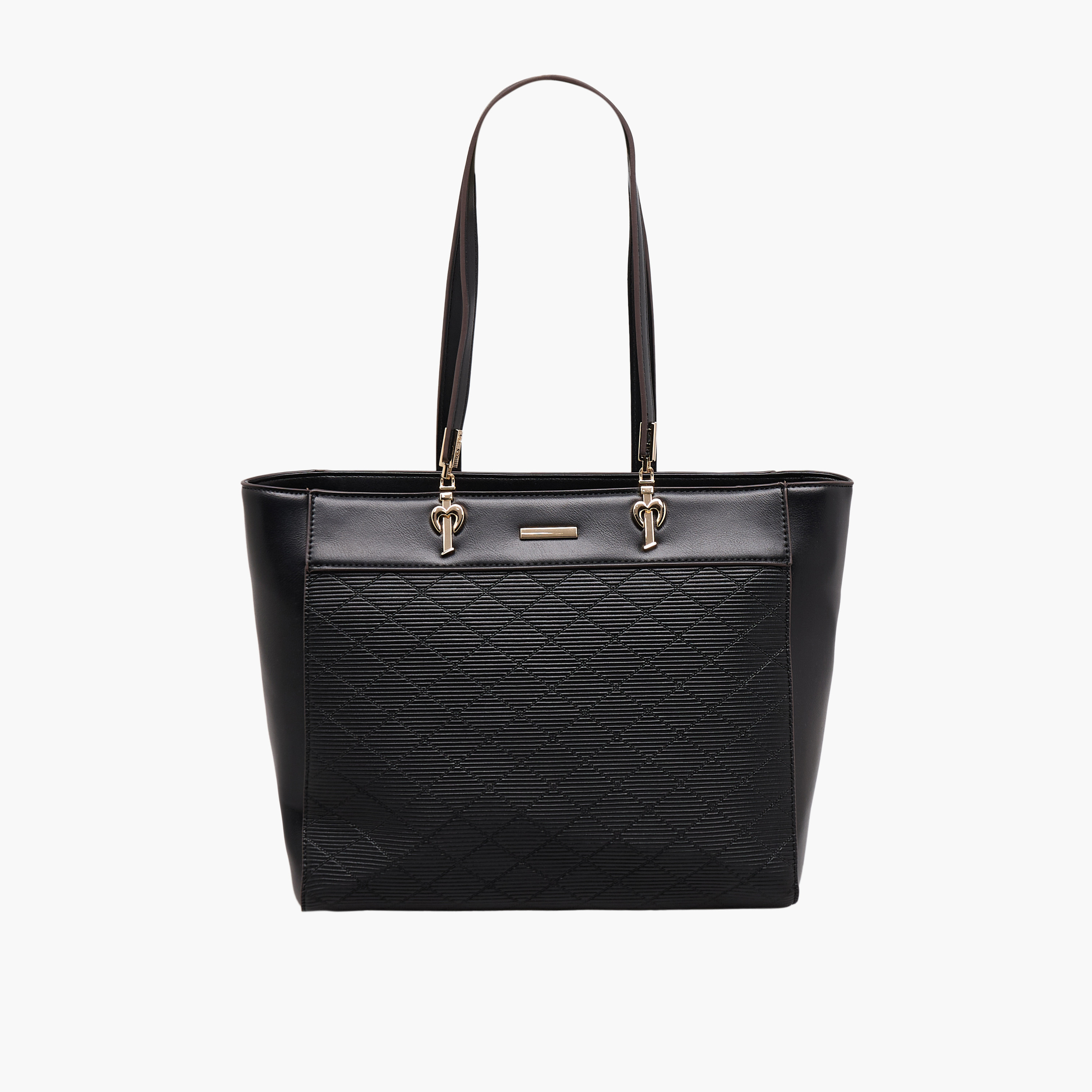Sasha Textured Tote Bag with Zip Closure-women-bagsandwallets-handbags-image-1