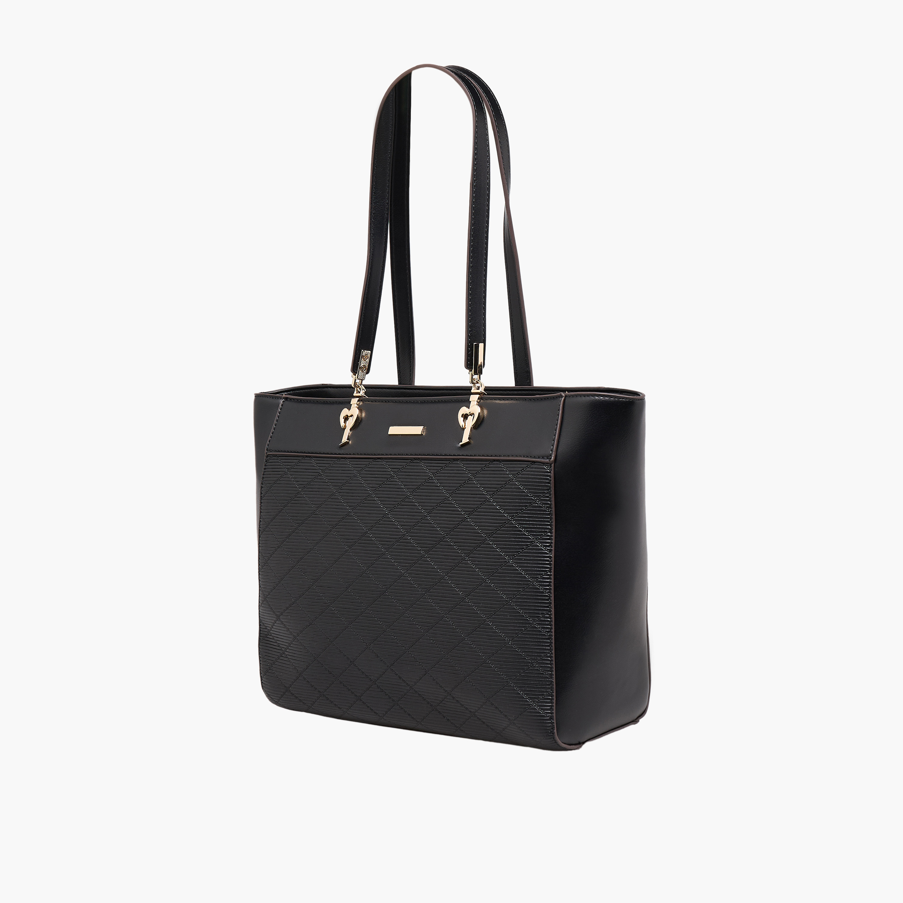 Sasha Textured Tote Bag with Zip Closure-women-bagsandwallets-handbags-image-2