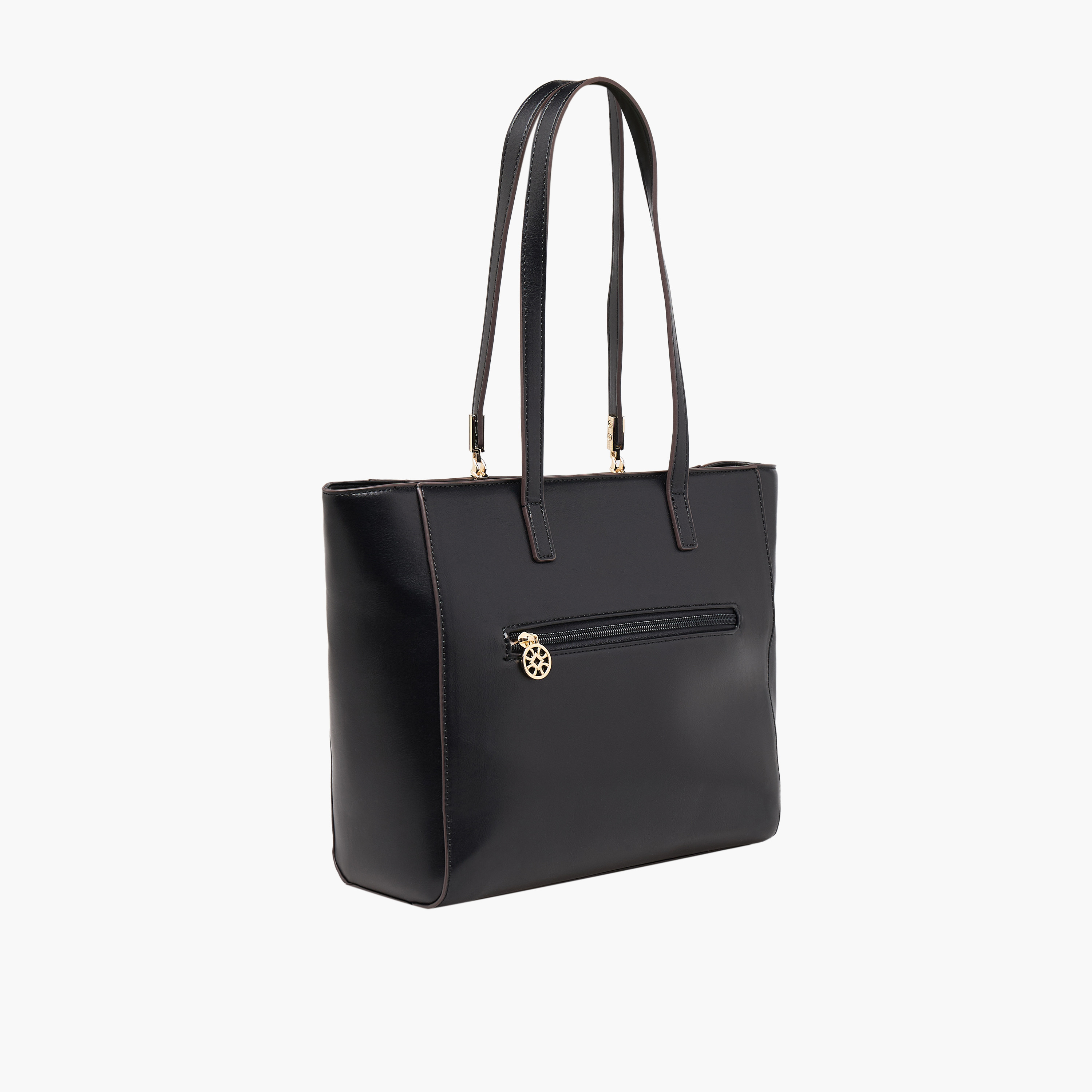 Sasha Textured Tote Bag with Zip Closure-women-bagsandwallets-handbags-image-3