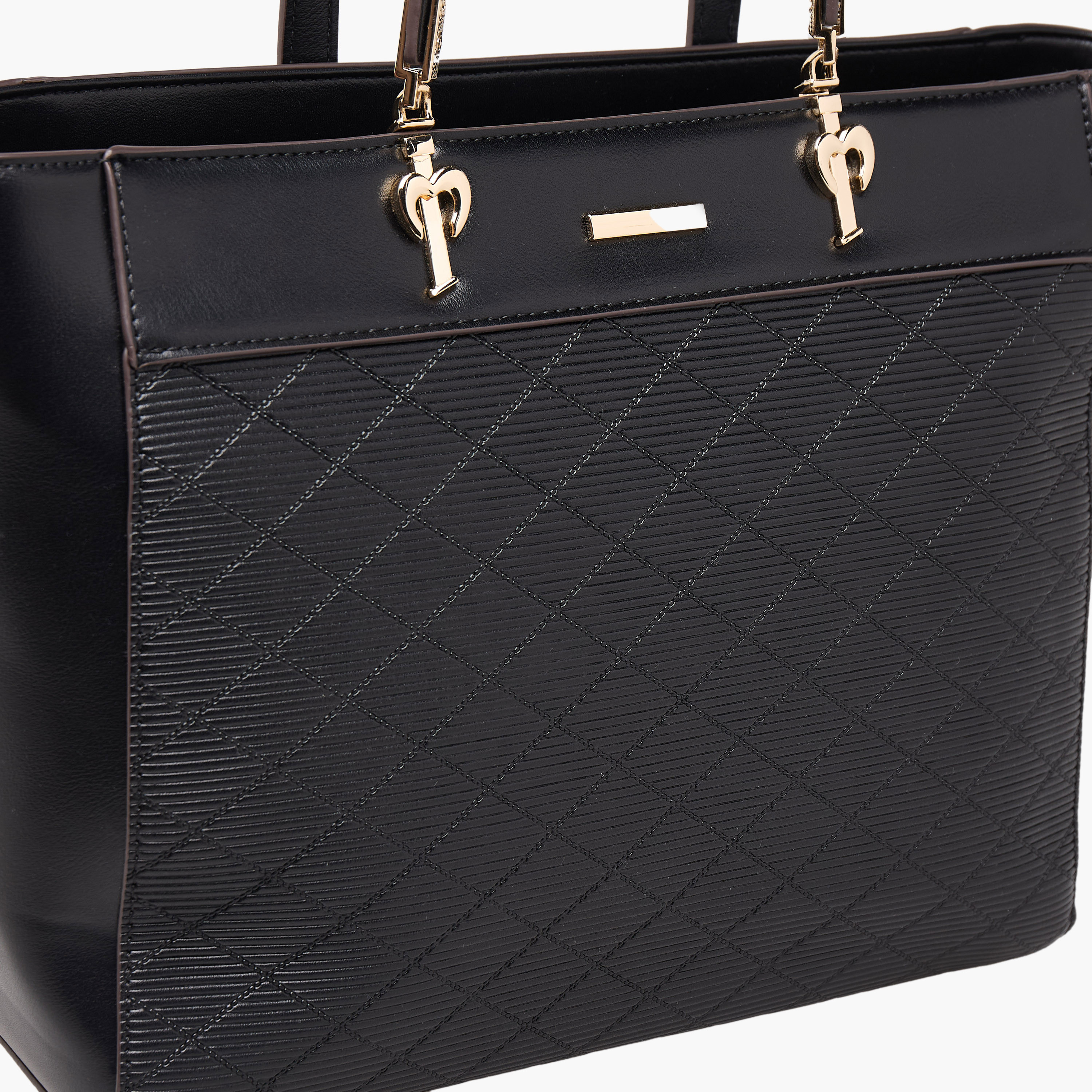 Sasha Textured Tote Bag with Zip Closure-women-bagsandwallets-handbags-image-4
