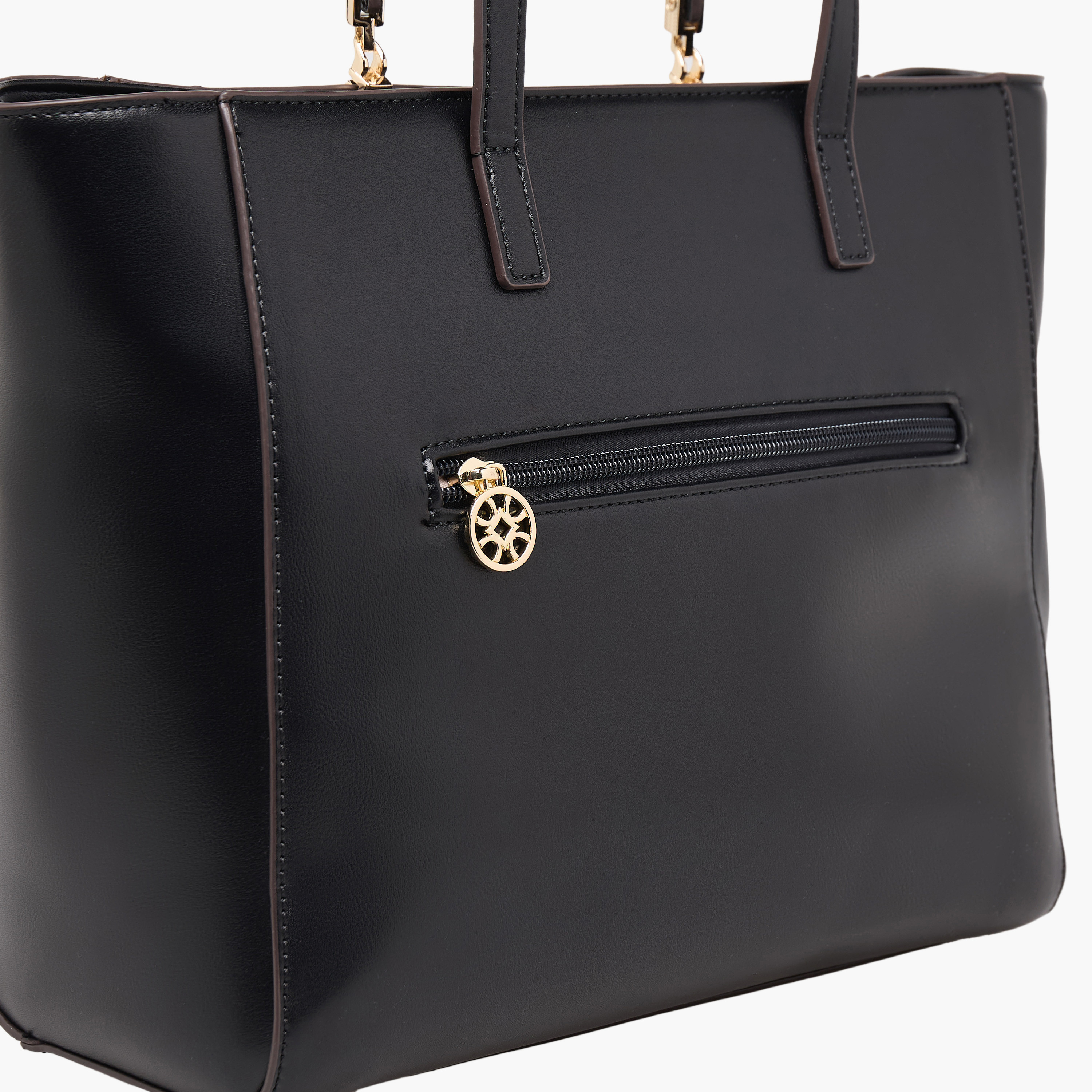 Sasha Textured Tote Bag with Zip Closure-women-bagsandwallets-handbags-image-5