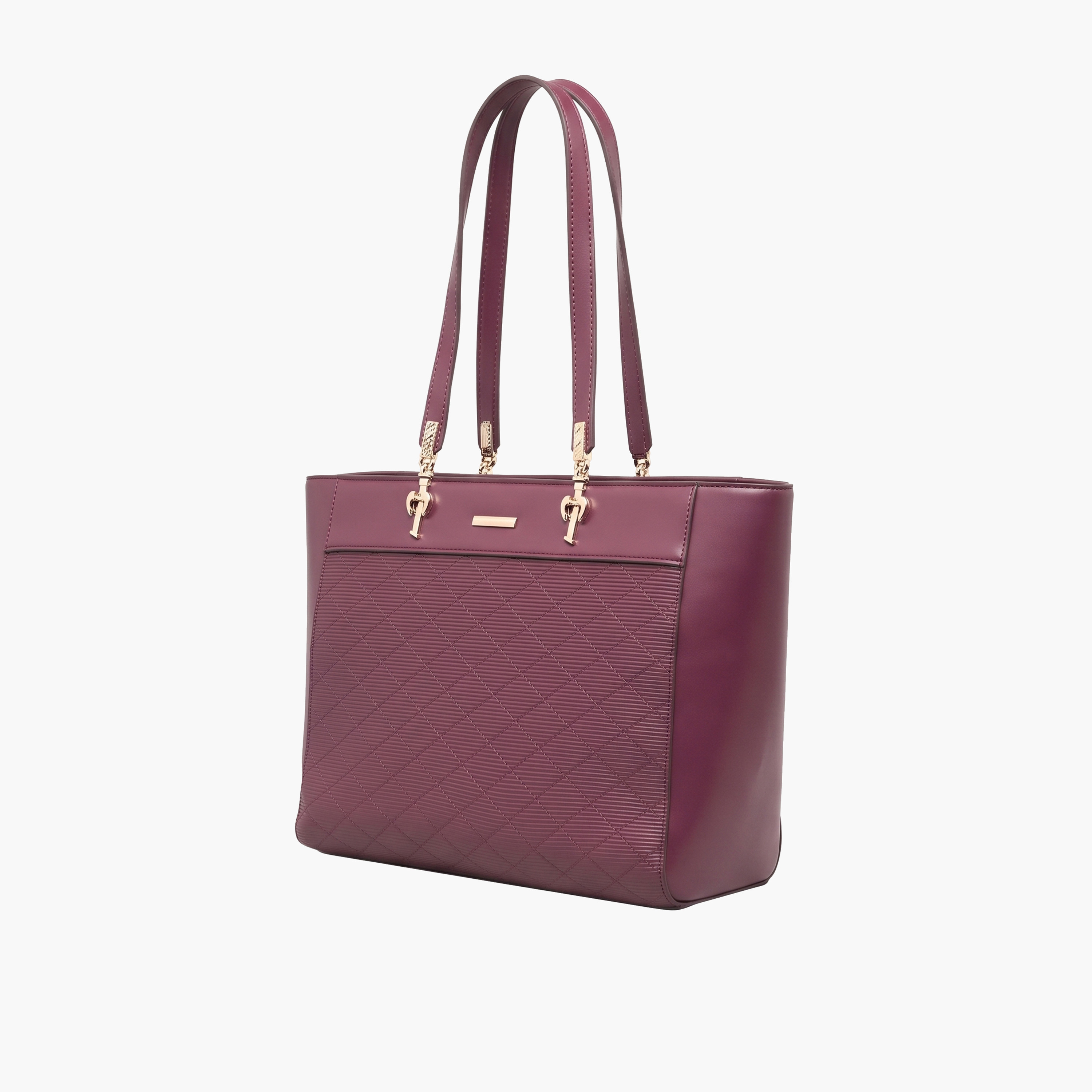 Sasha Textured Tote Bag with Zip Closure-women-bagsandwallets-handbags-image-2