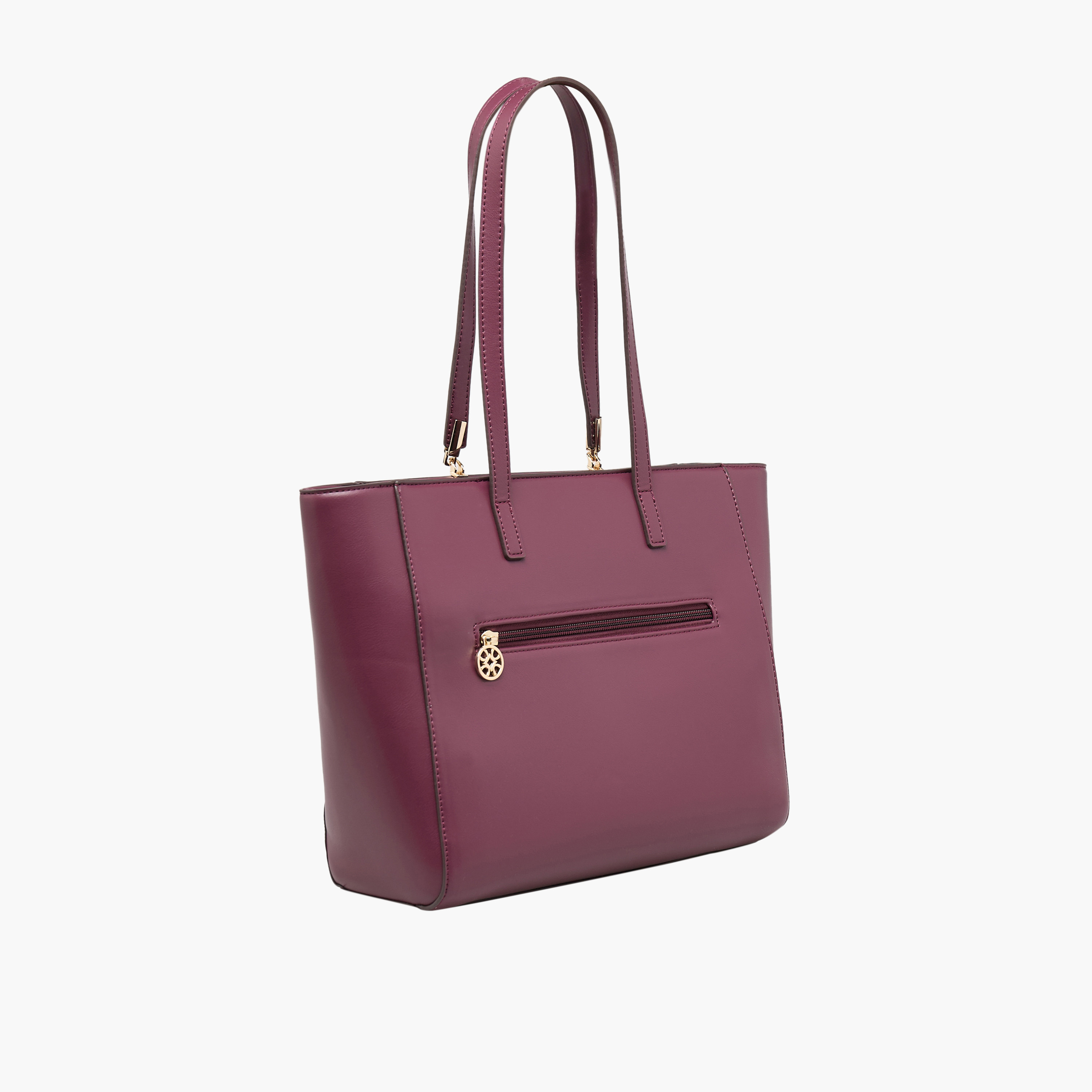 Sasha Textured Tote Bag with Zip Closure-women-bagsandwallets-handbags-image-3