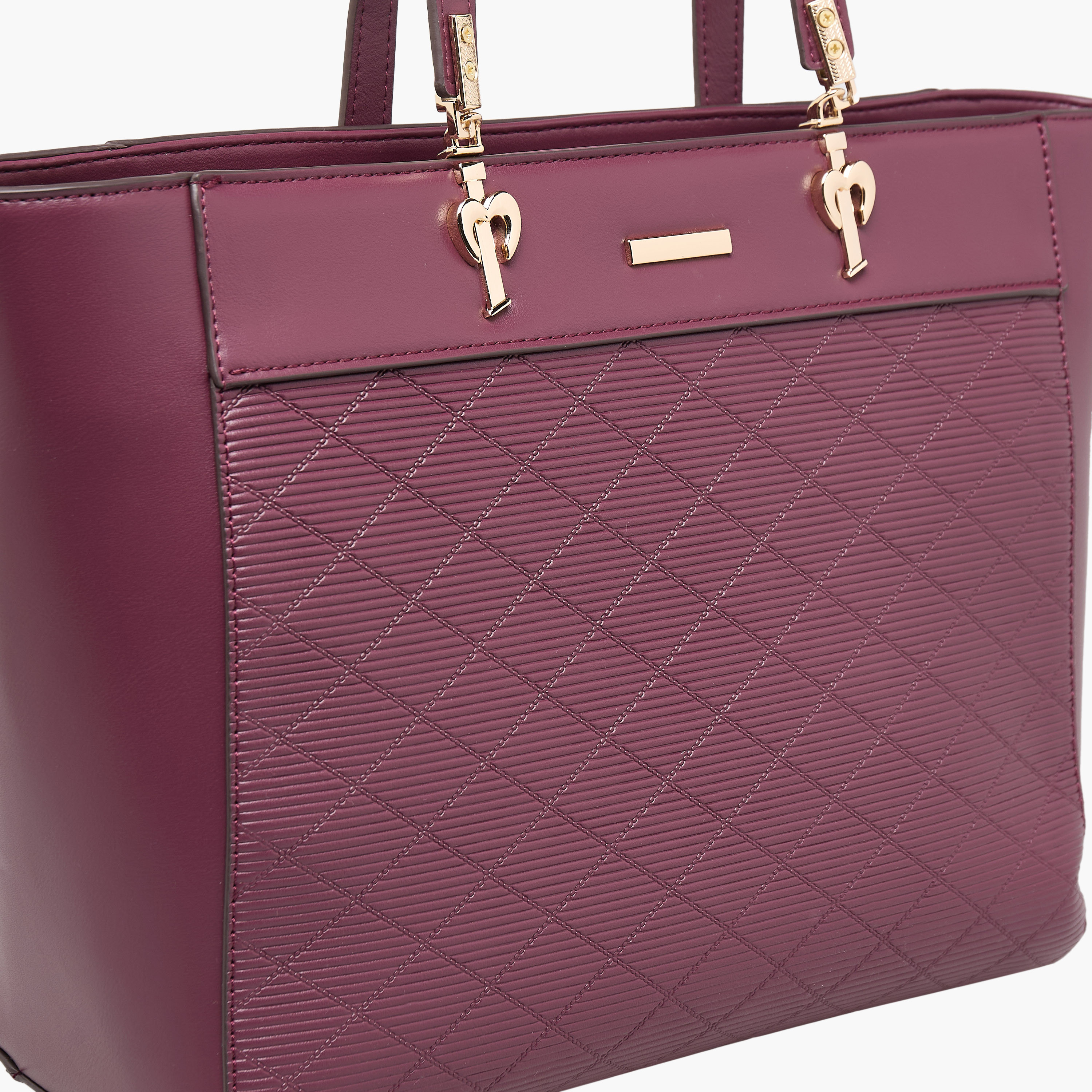 Sasha Textured Tote Bag with Zip Closure-women-bagsandwallets-handbags-image-4
