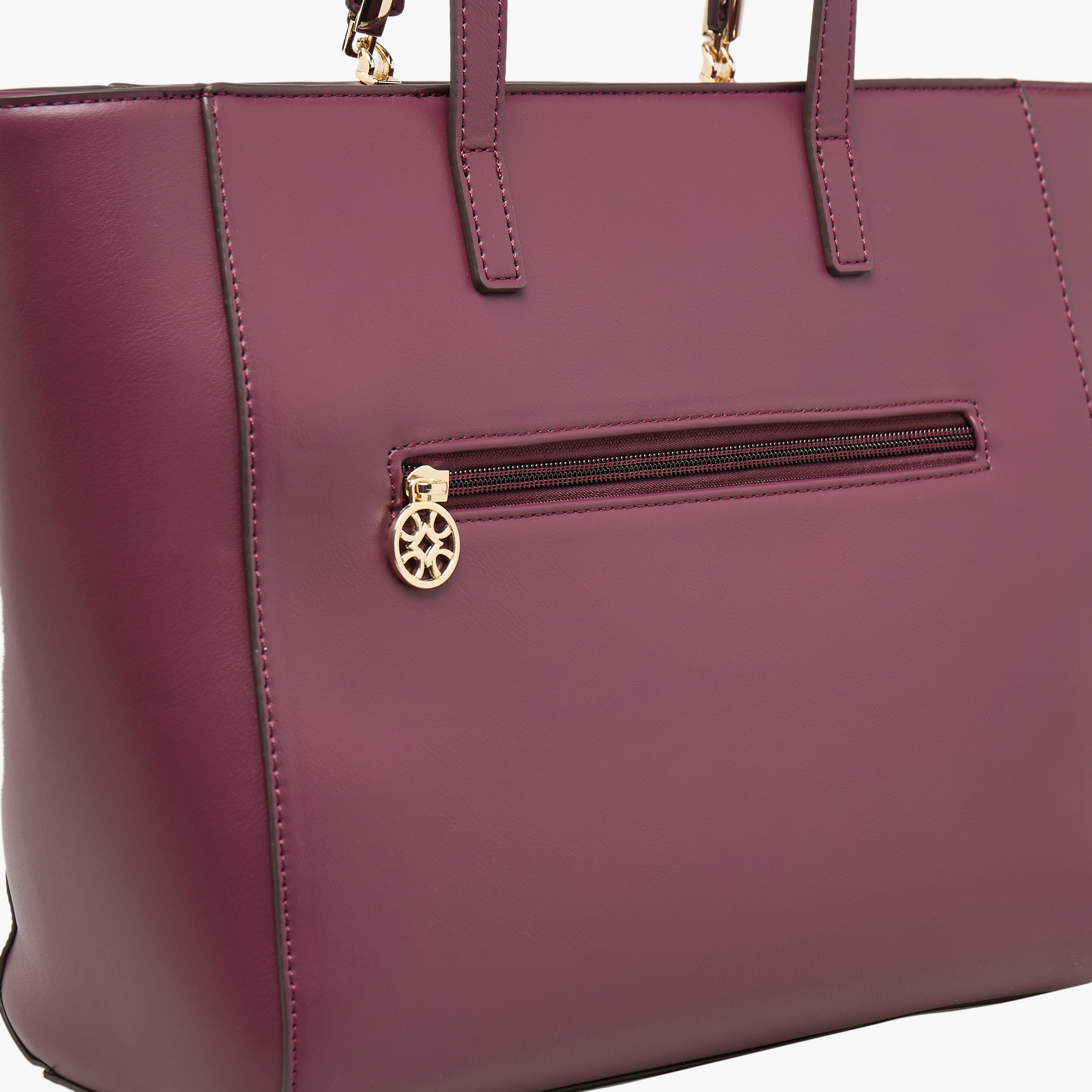 Sasha Textured Tote Bag with Zip Closure-women-bagsandwallets-handbags-image-5