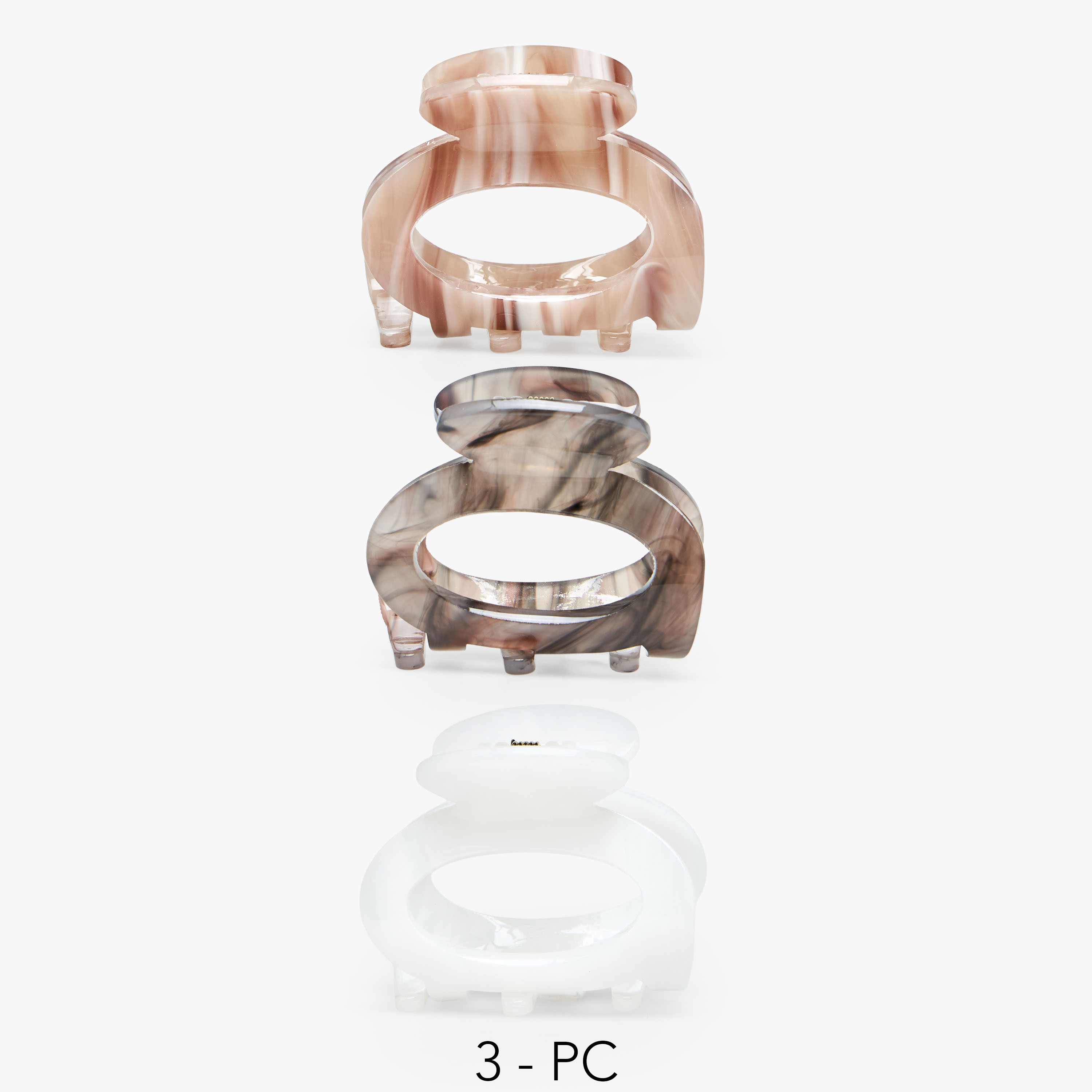 Pack of 3 Curved Hair Clamp with Cutout Design-women-hairaccessories-clamps-image-1