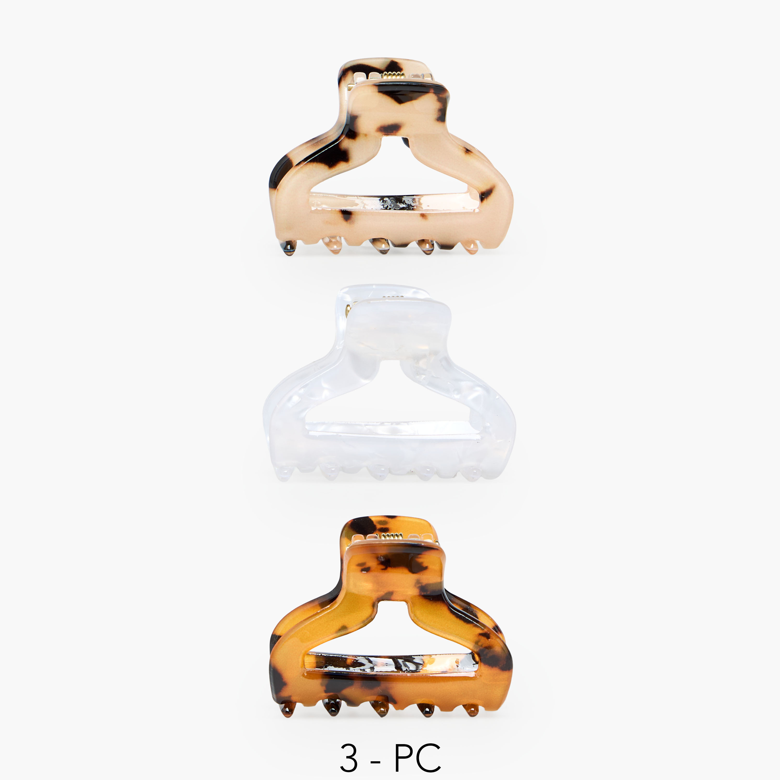 Pack of 3 Curved Hair Clamp with Cutout Design-women-hairaccessories-clamps-image-1
