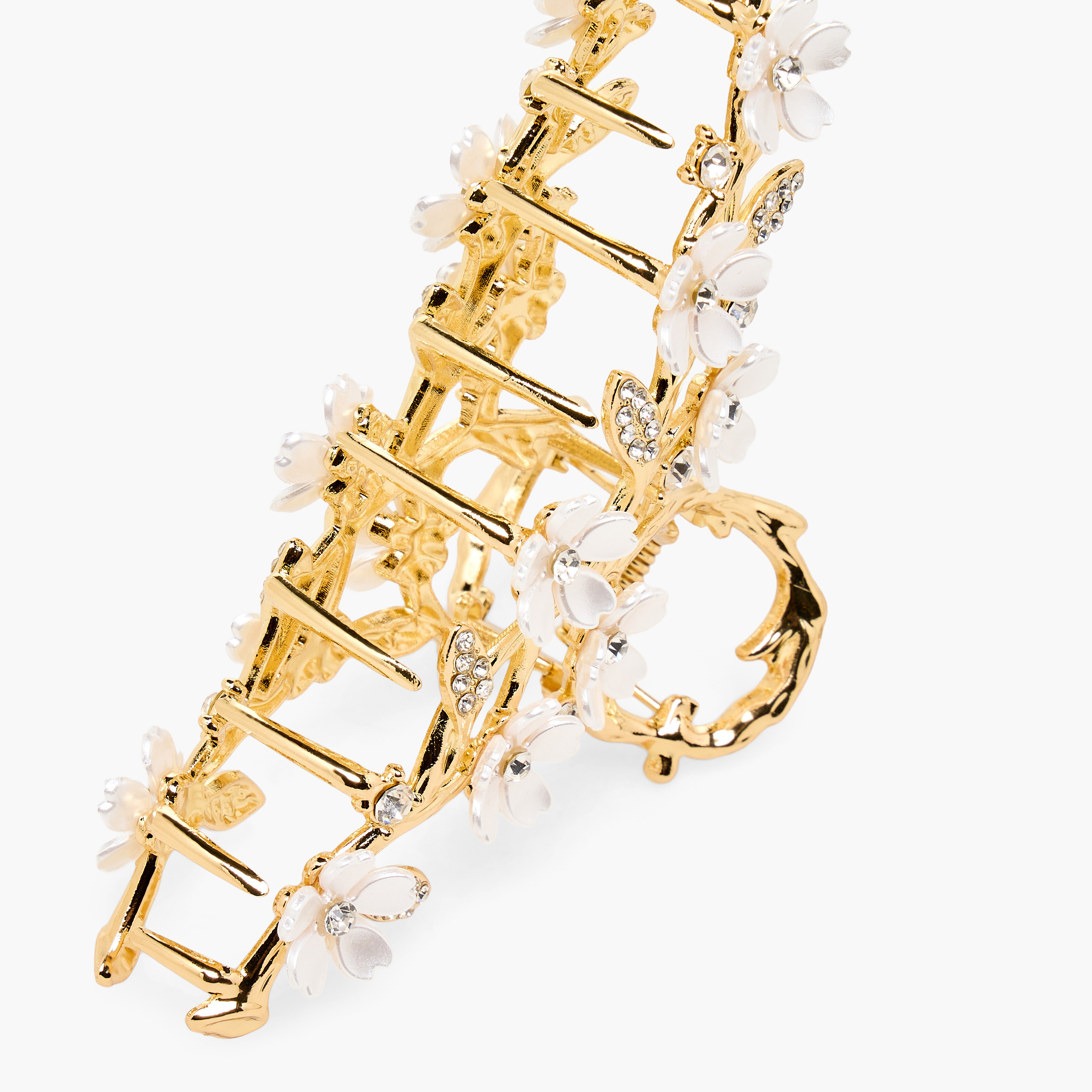 Stone Embellished Floral Hair Clamp with Glossy Finish-women-hairaccessories-clamps-image-3