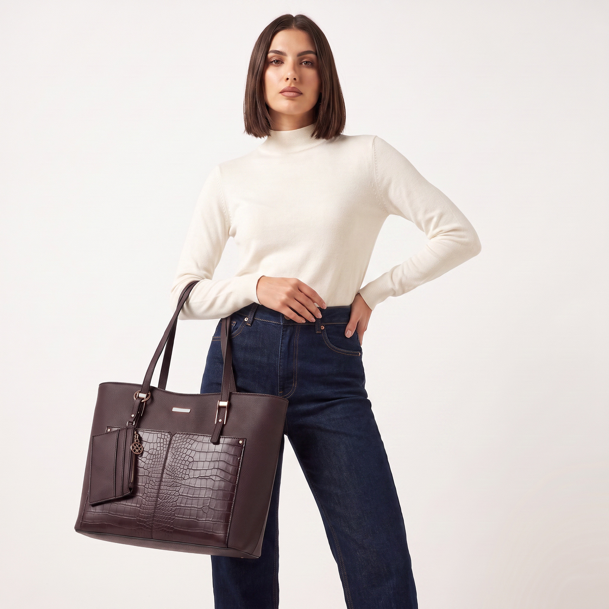 Sasha Textured Tote Bag with Card Holder-women-bagsandwallets-handbags-image-2
