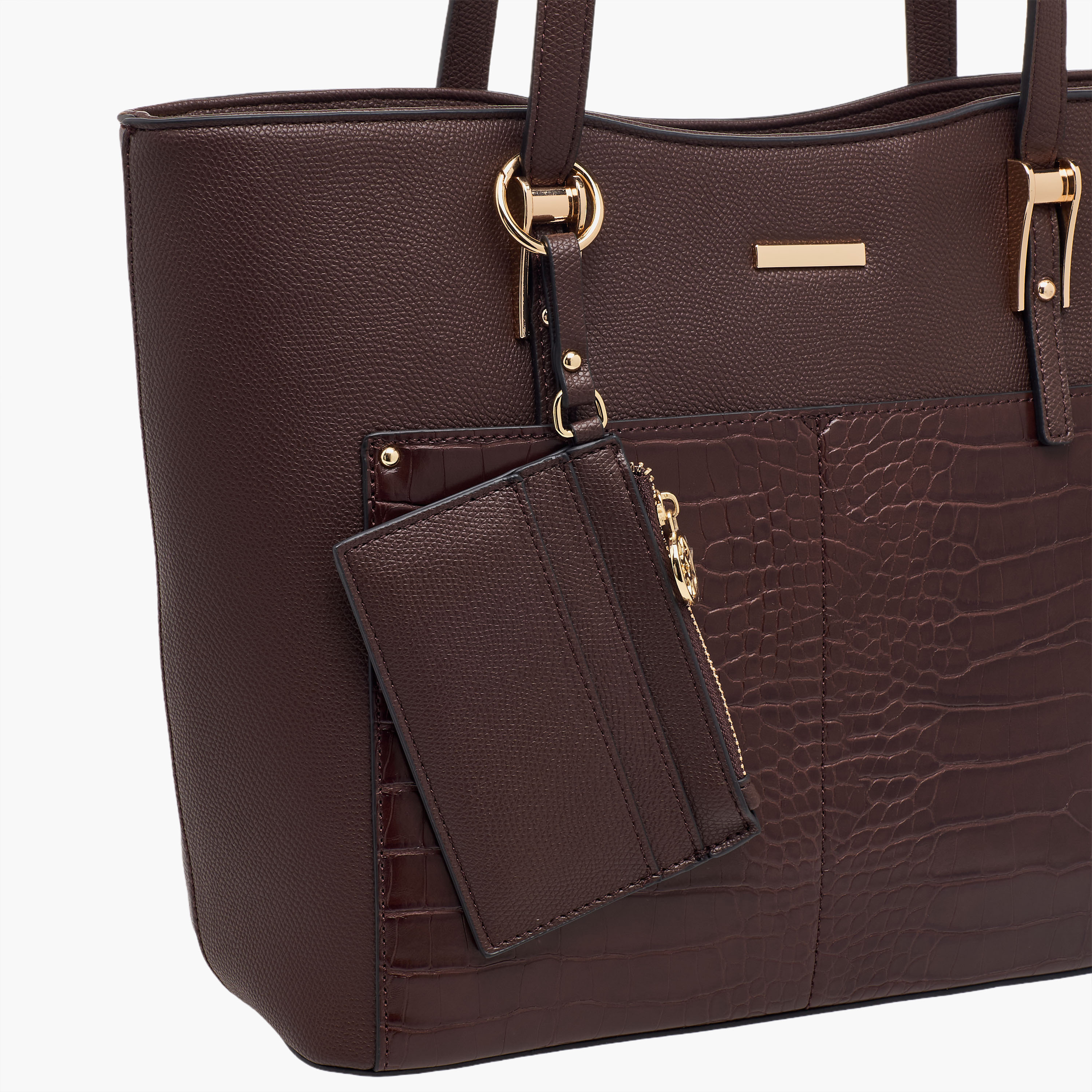 Sasha Textured Tote Bag with Card Holder-women-bagsandwallets-handbags-image-5