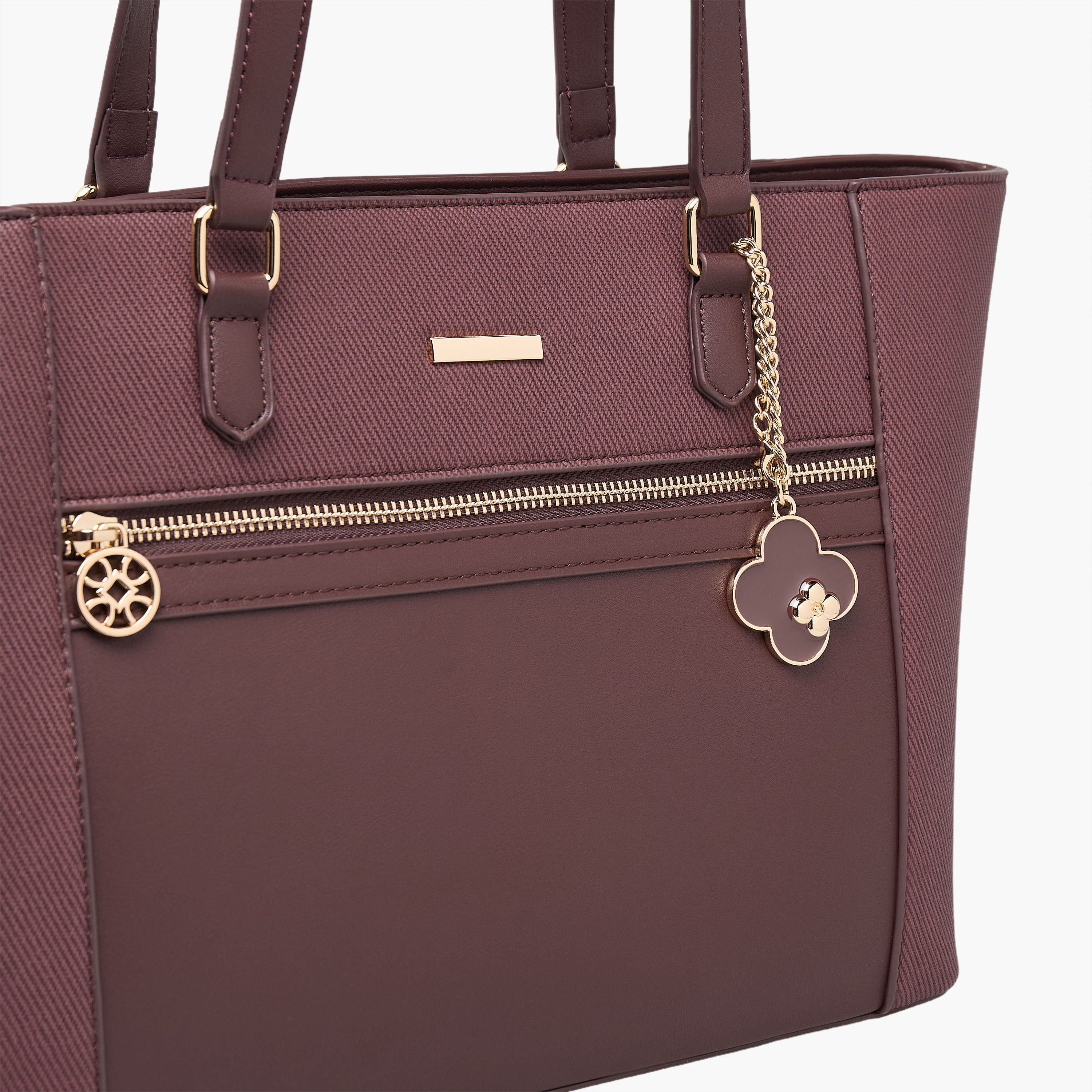 Sasha Textured Tote Bag with Charm-women-bagsandwallets-handbags-image-4