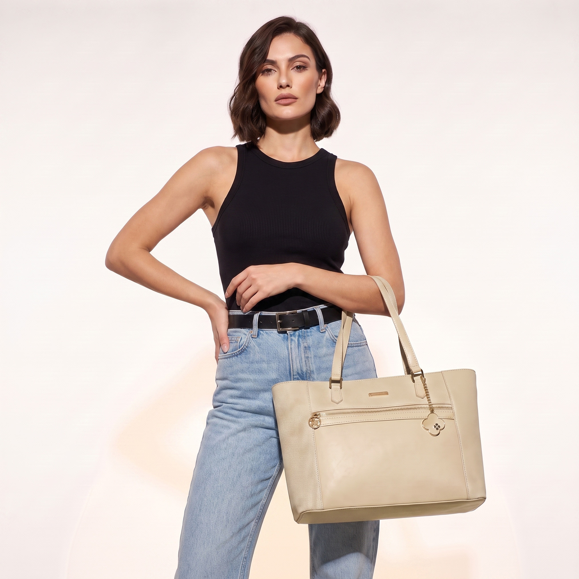 Sasha Textured Tote Bag with Charm-women-bagsandwallets-handbags-image-2