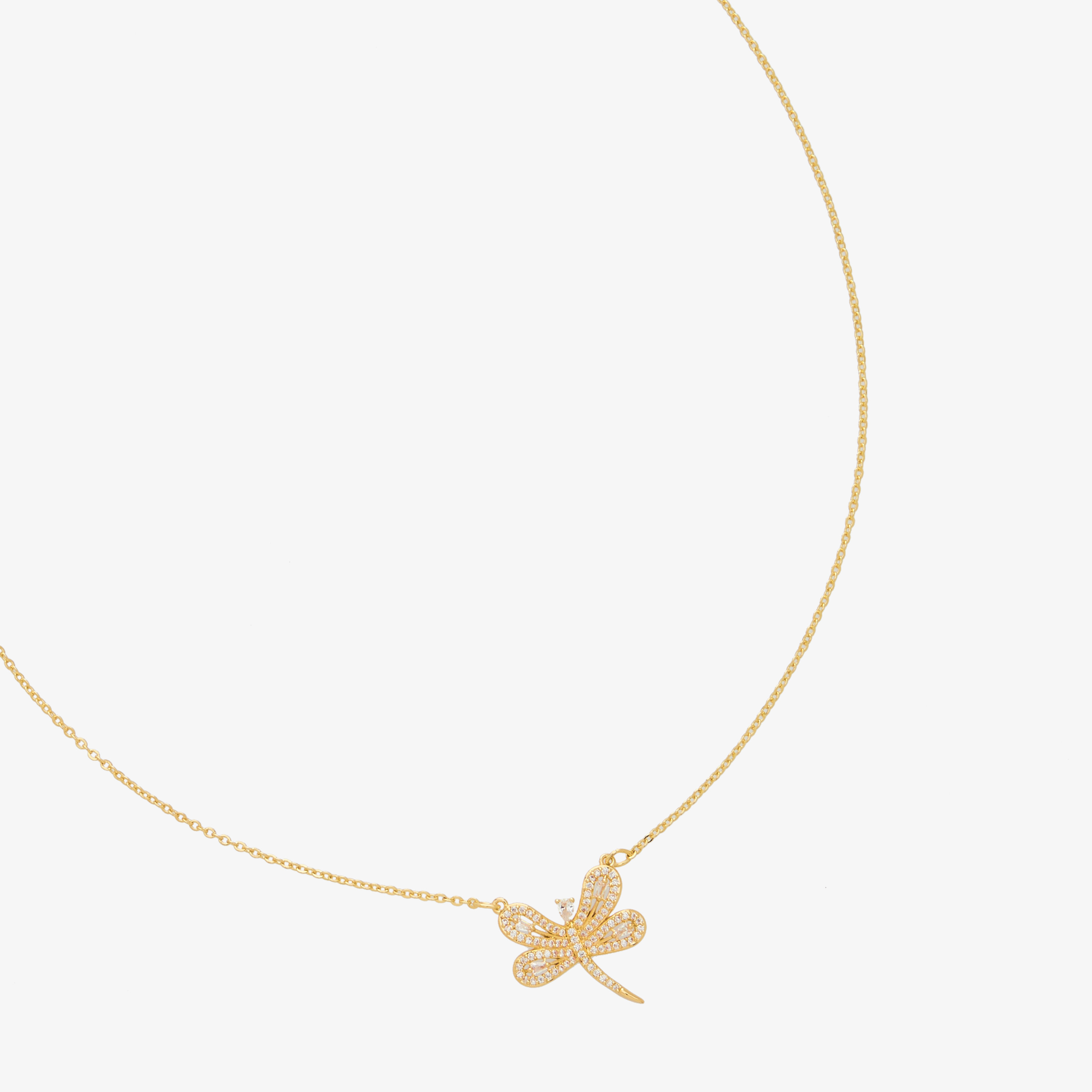 عقد بلون ذهبي بدلاية يعسوب مزينة بمكعبات زيركون-women-watchesandjewellery-jewellery-necklacesandpendants-image-2