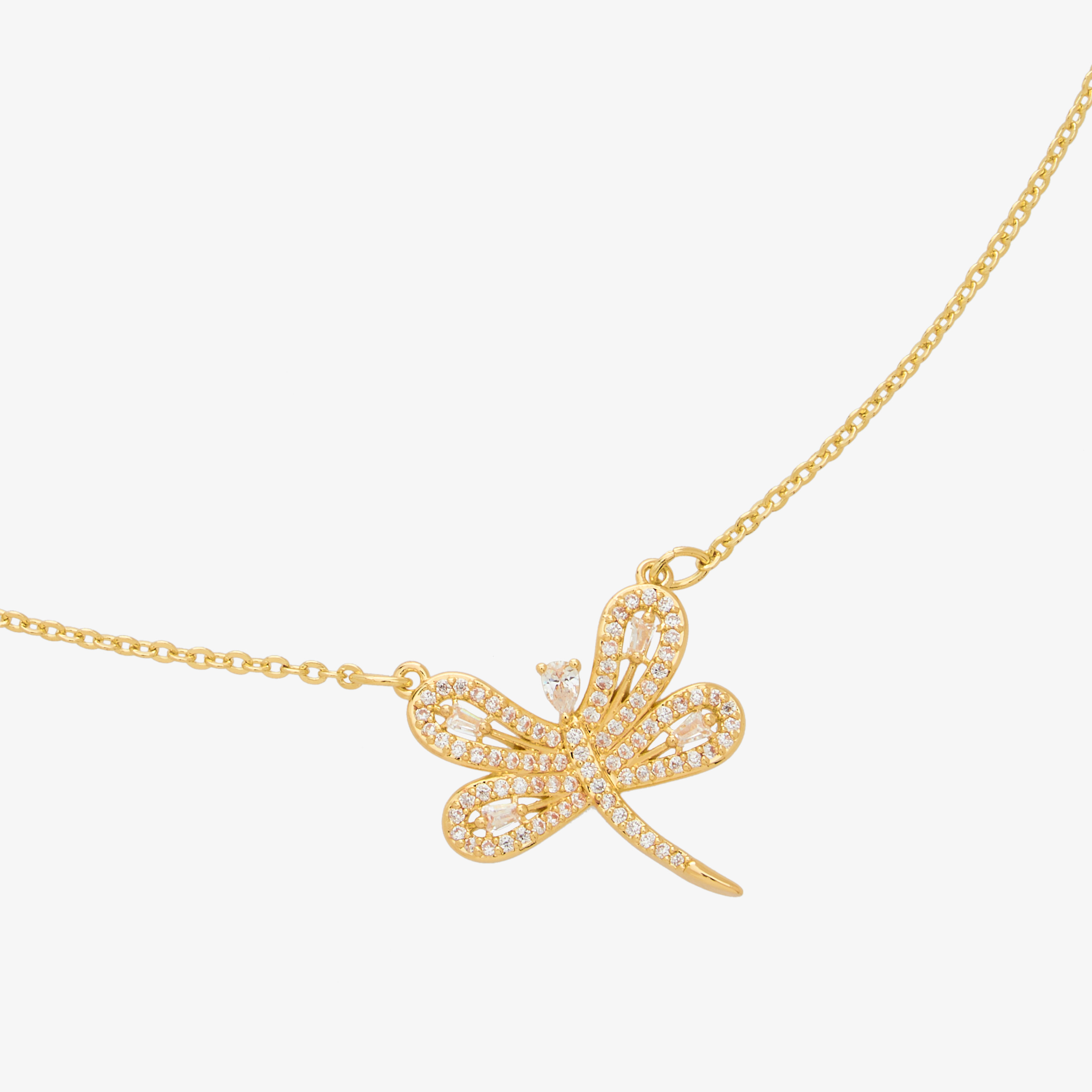 عقد بلون ذهبي بدلاية يعسوب مزينة بمكعبات زيركون-women-watchesandjewellery-jewellery-necklacesandpendants-image-4