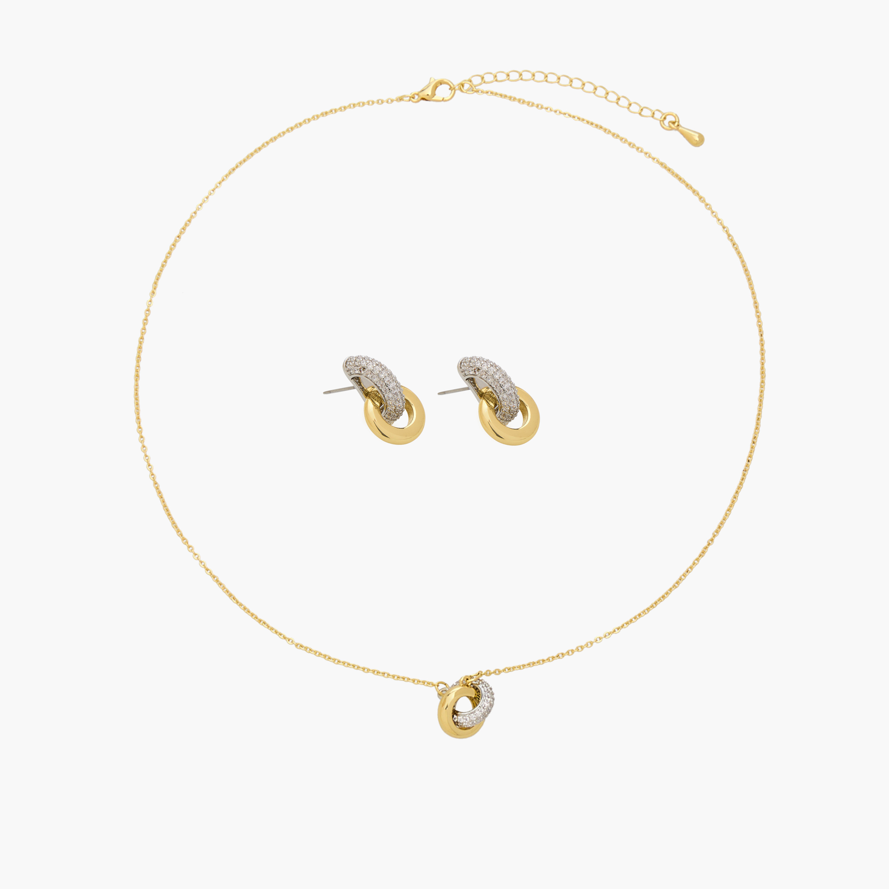 Set of 2 - Cubic Zirconia Embellished Necklace and Earrings-girls-accessories-jewellery-image-1