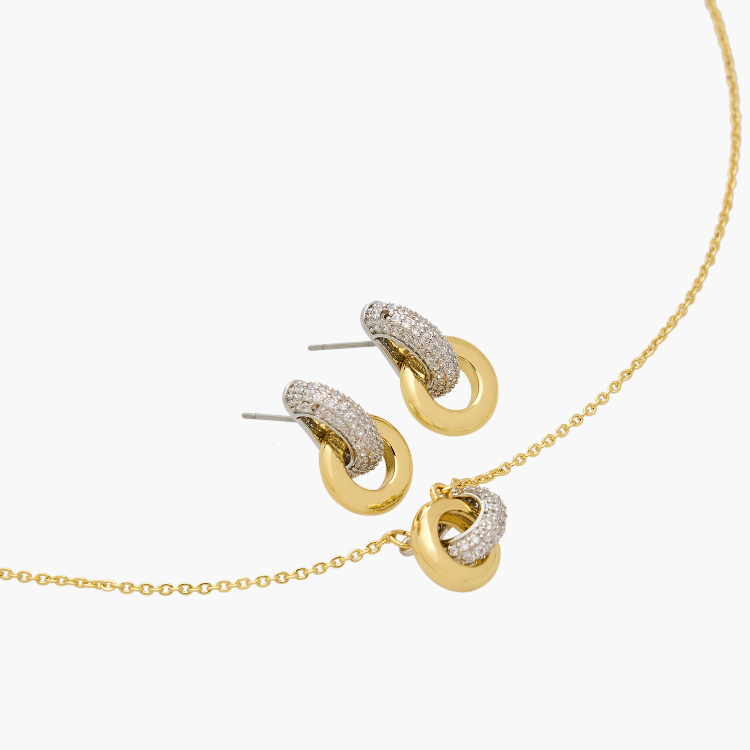 Set of 2 - Cubic Zirconia Embellished Necklace and Earrings-girls-accessories-jewellery-image-2