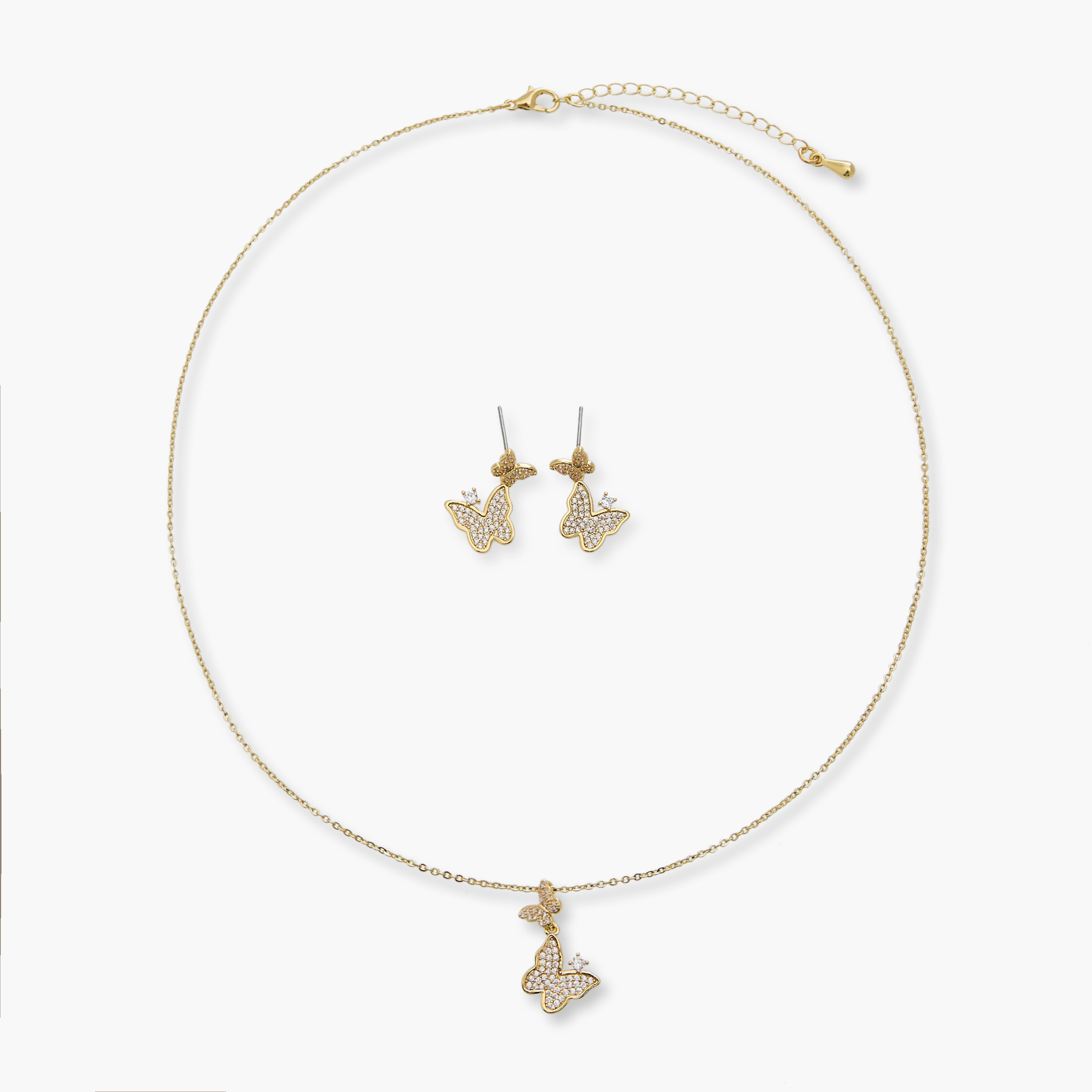 Set of 2 - Embellished Butterfly Necklace and Earrings-girls-accessories-jewellery-image-1