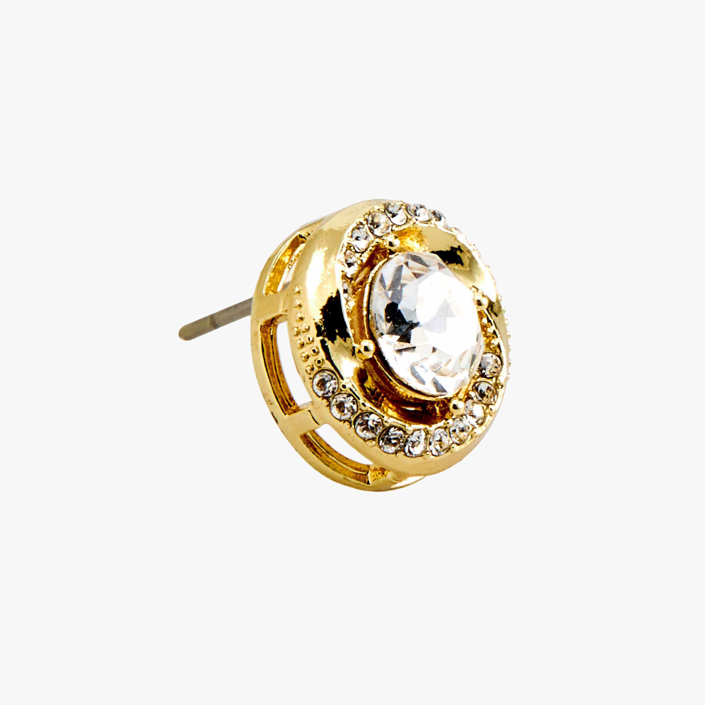 Gold Tone Embellished Stud Earrings with Pushback Closure-women-watchesandjewellery-jewellery-earrings-image-3