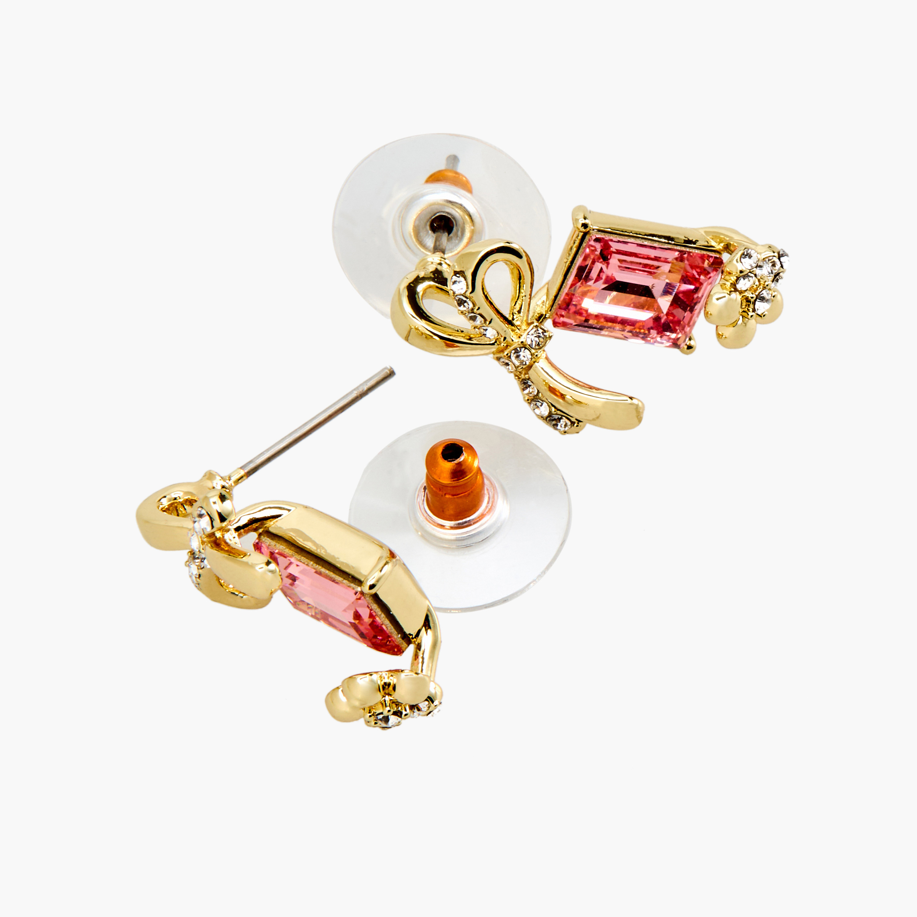 حلقان مزيّنة بفيونكة مع مكبس إغلاق خلفي-women-watchesandjewellery-jewellery-earrings-image-4