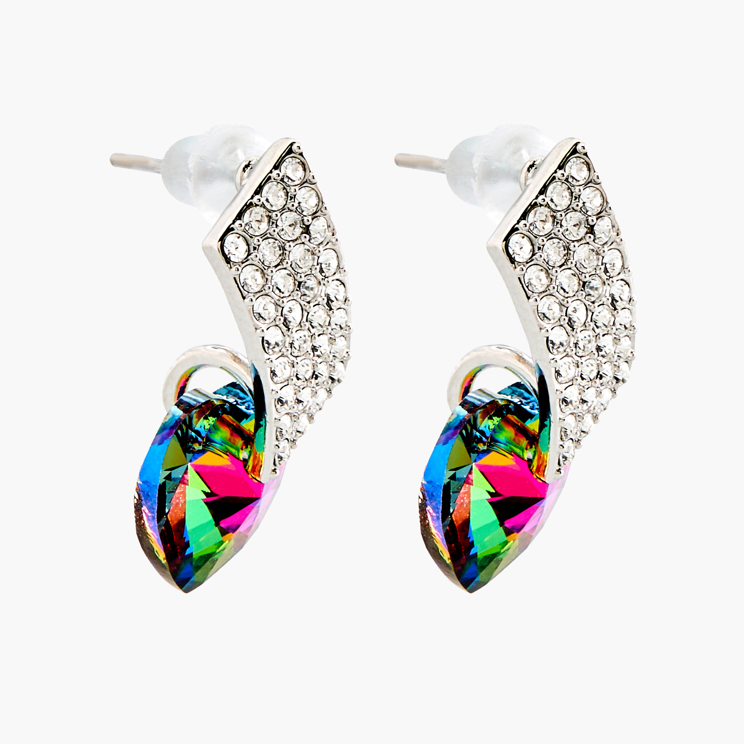 Embellished Heart Drop Earrings with Pushback Closure-women-watchesandjewellery-jewellery-earrings-image-2