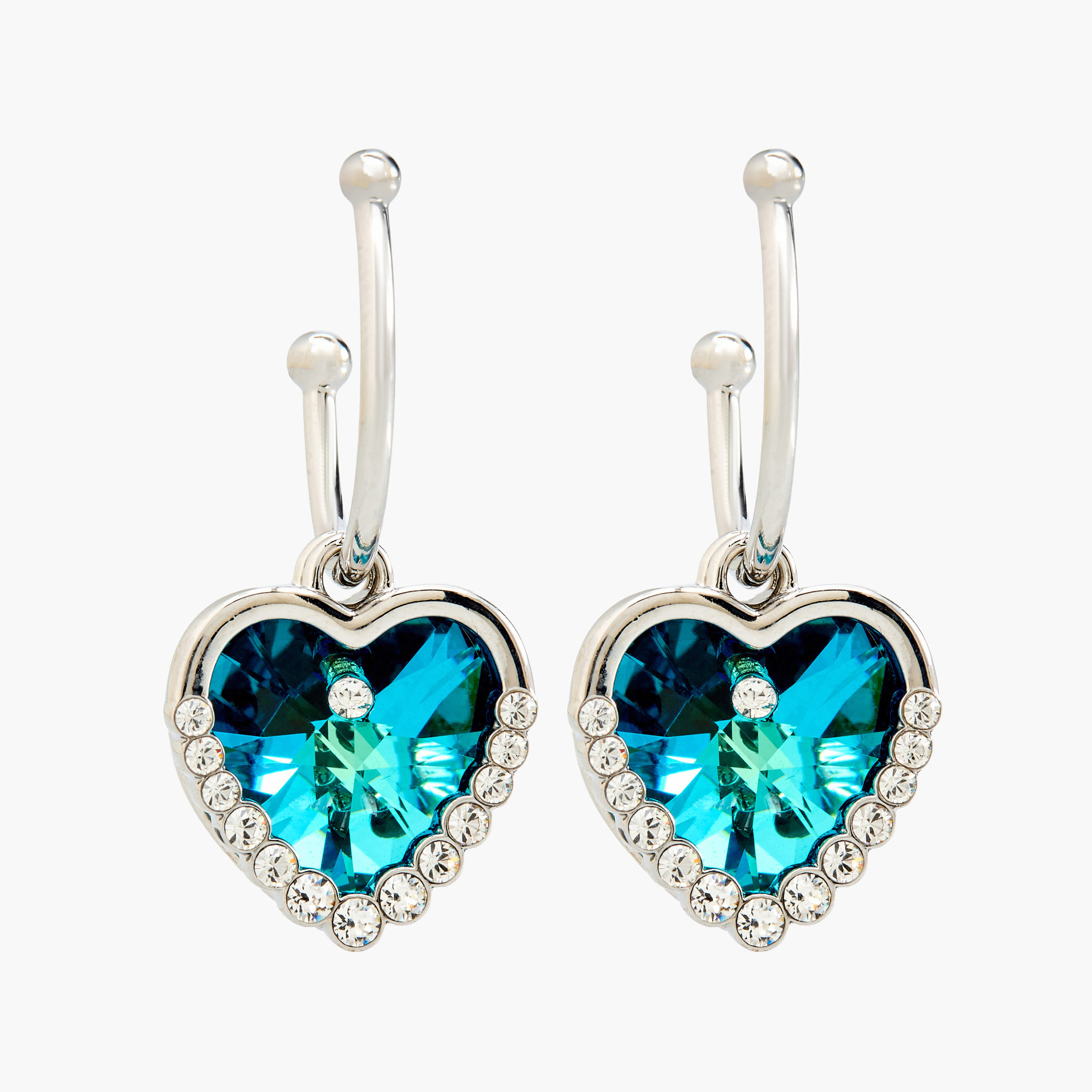 Embellished Heart Drop Hoop Earrings with Pushback Closure-women-watchesandjewellery-jewellery-earrings-image-1
