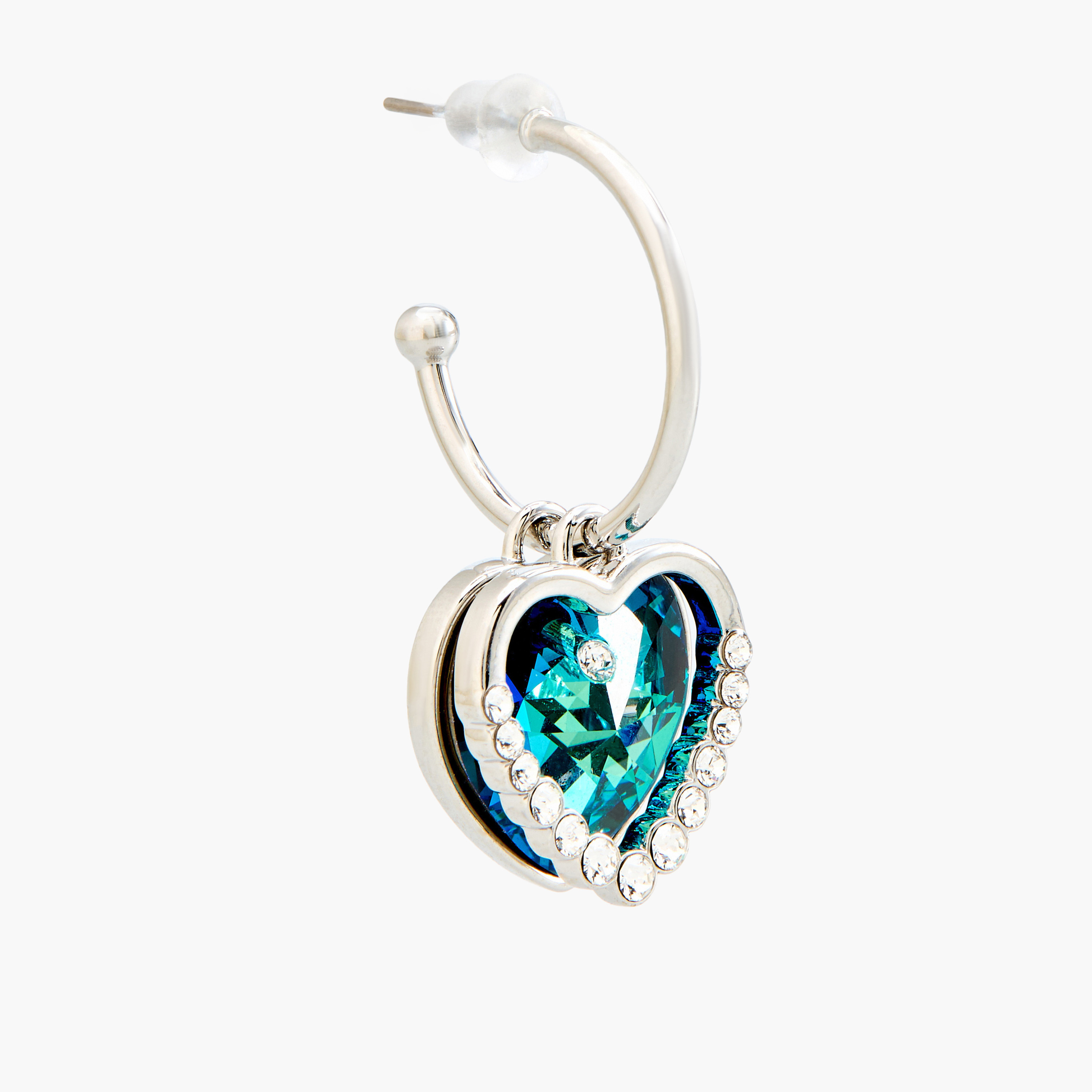 Embellished Heart Drop Hoop Earrings with Pushback Closure-women-watchesandjewellery-jewellery-earrings-image-2