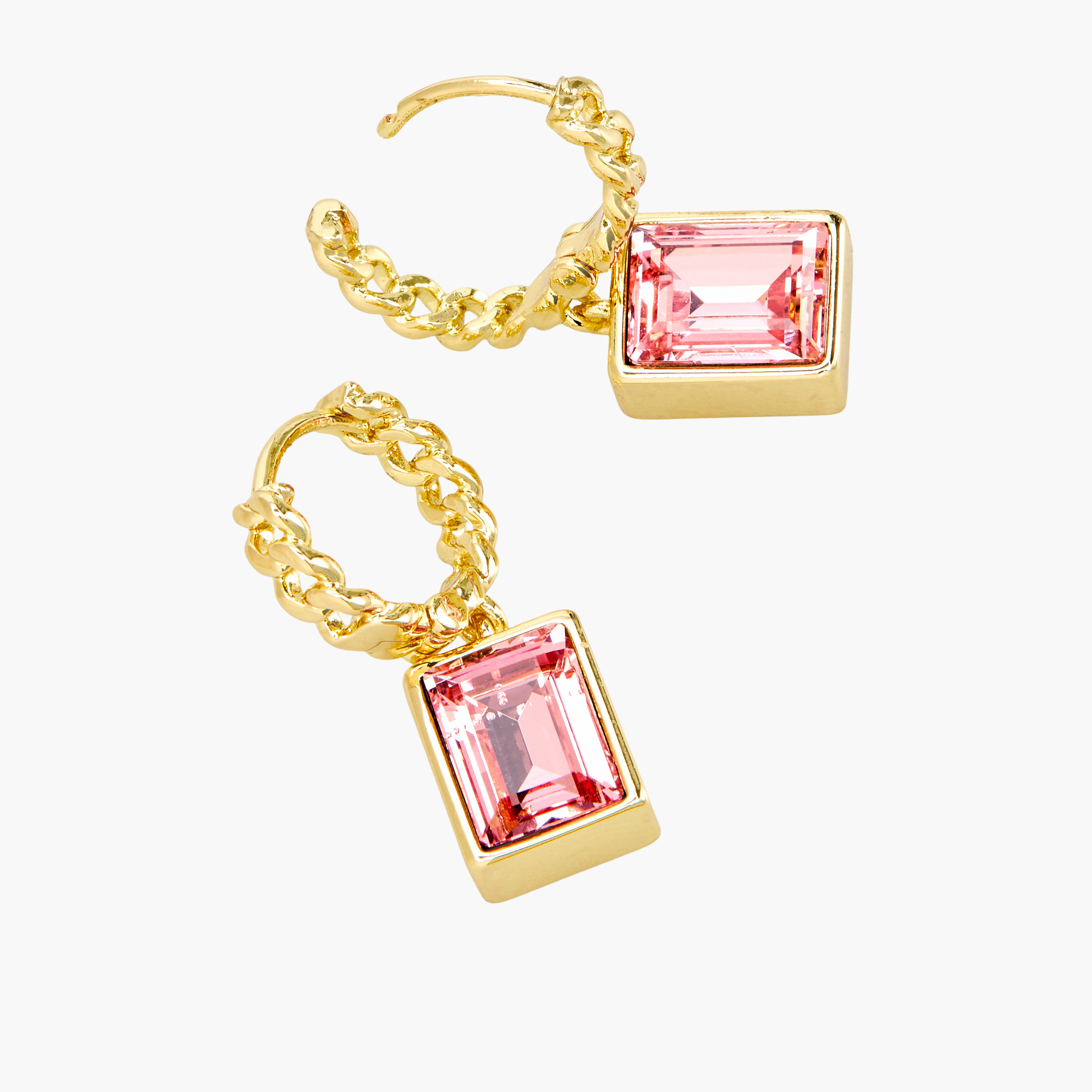 Gold Tone Chain Link Swarovski Drop Earrings-women-watchesandjewellery-jewellery-earrings-image-4